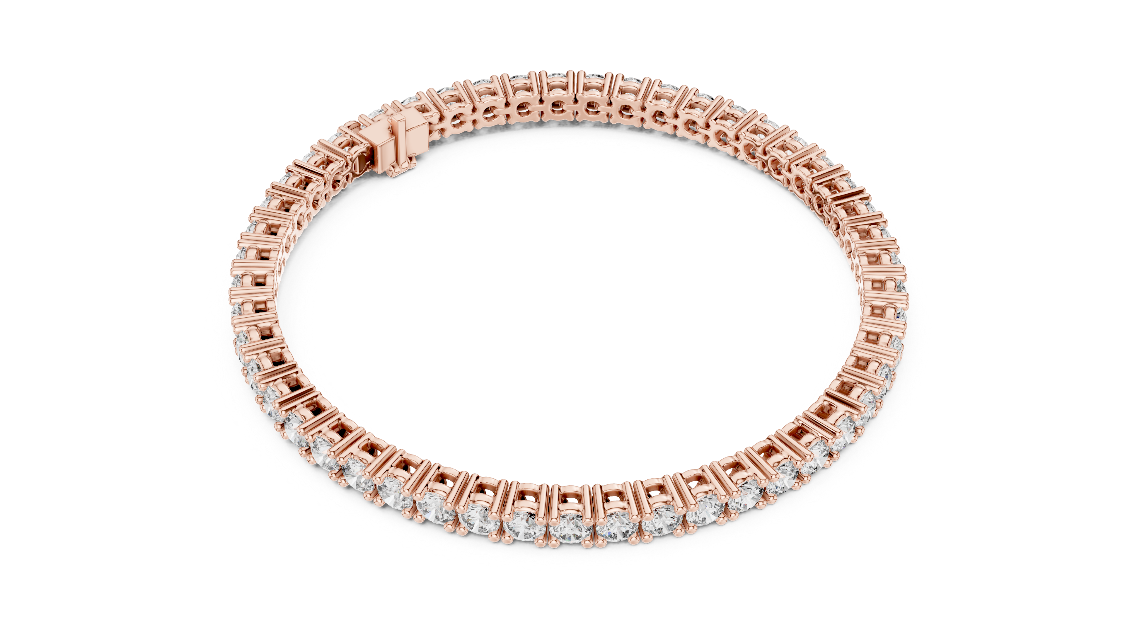 Round tennis bracelet prong setting