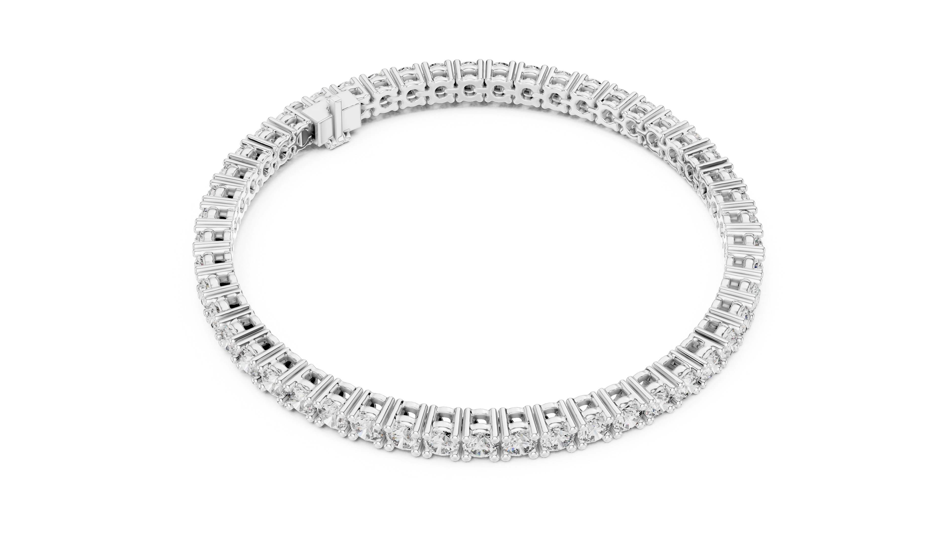 Round tennis bracelet prong setting