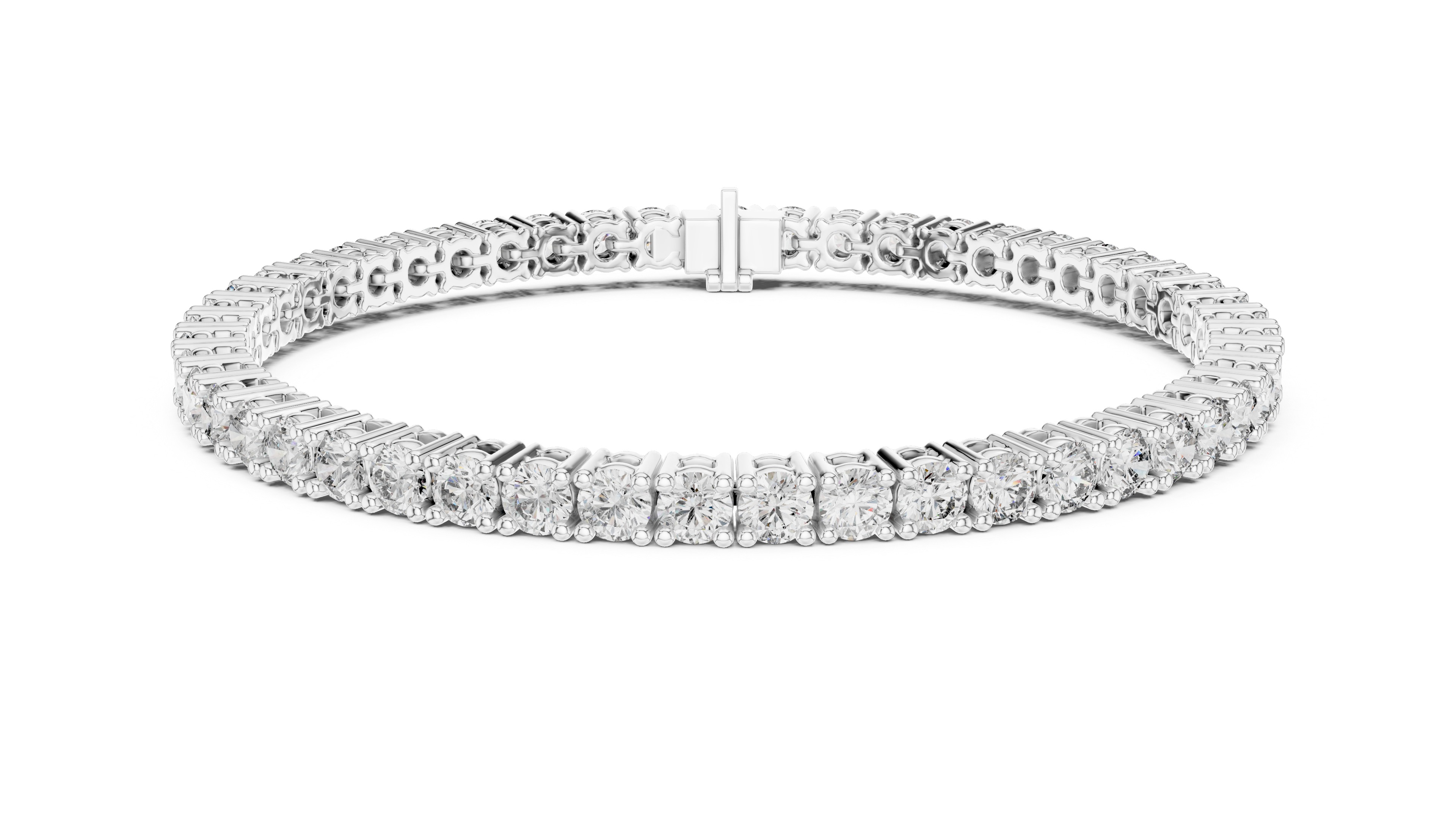 Round tennis bracelet prong setting