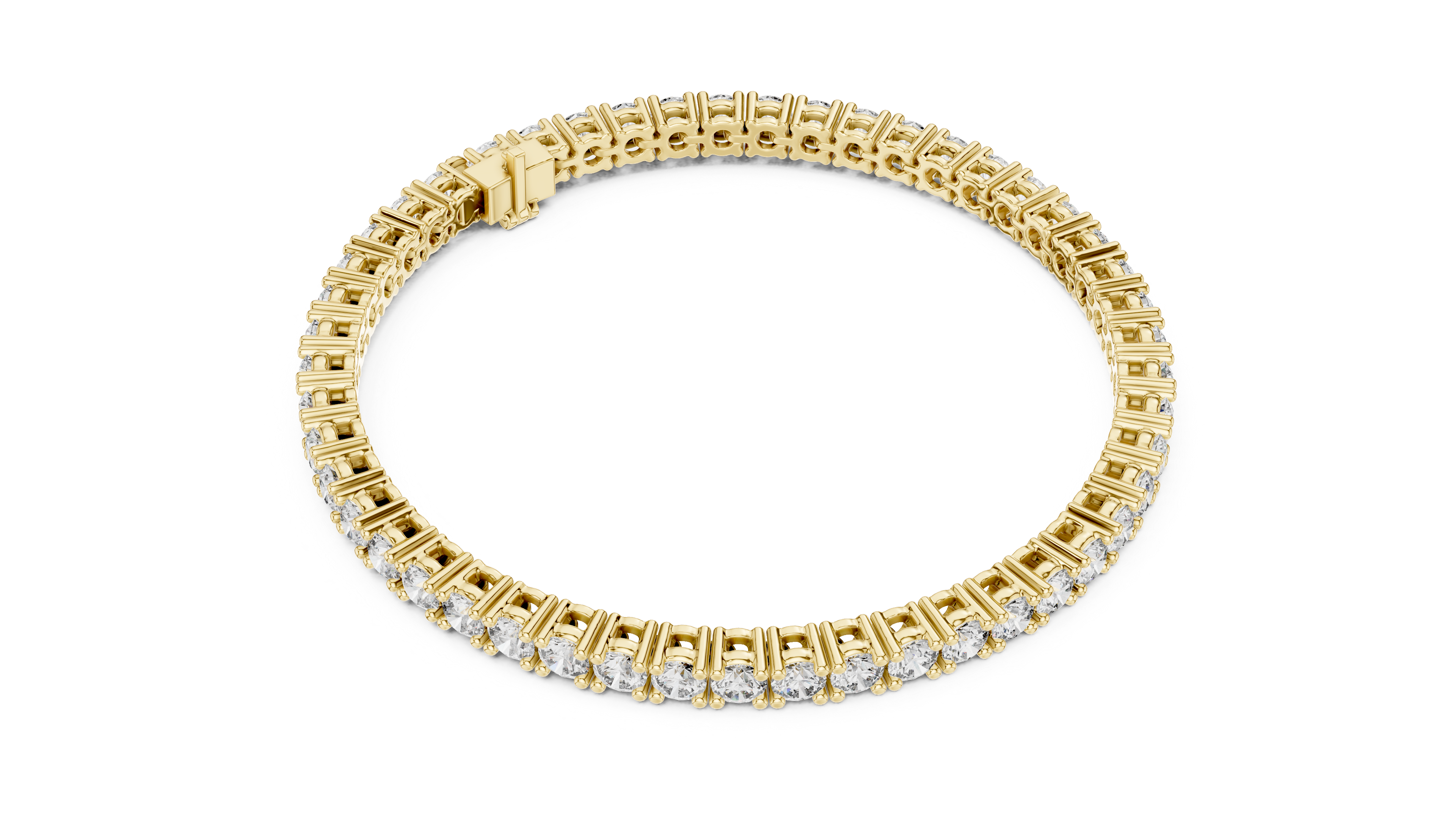 Round tennis bracelet prong setting