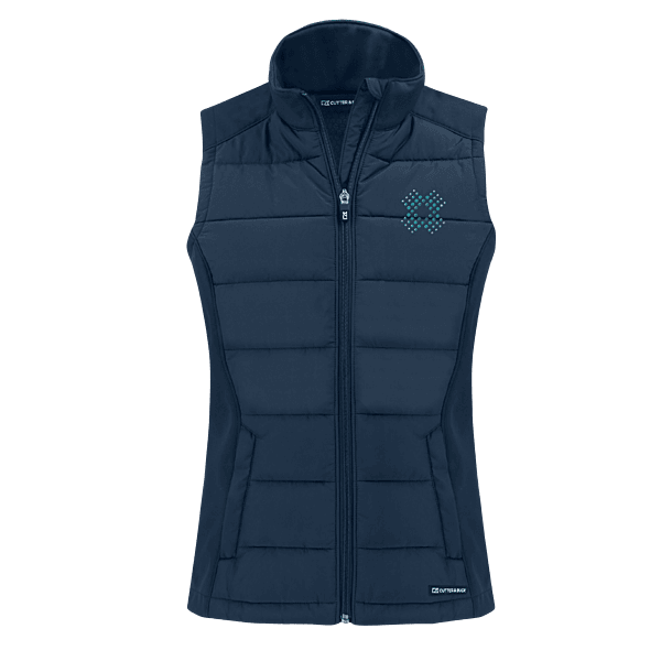 Cutter & Buck - Women's Evoke Hybrid Softshell Recycled Full Zip Vest - Navy Cutter & Buck - Women's Evoke Hybrid Softshell Recycled Full Zip Vest - Navy