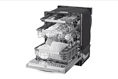 LG Dishwasher, 24 inch Exterior Width, Stainless Steel (Interior), 15 Capacity (Place Settings), Wifi Enabled, Stainless Steel colour Interior Light, Glide Rail, Dynamic Heat Dry, TrueSteam