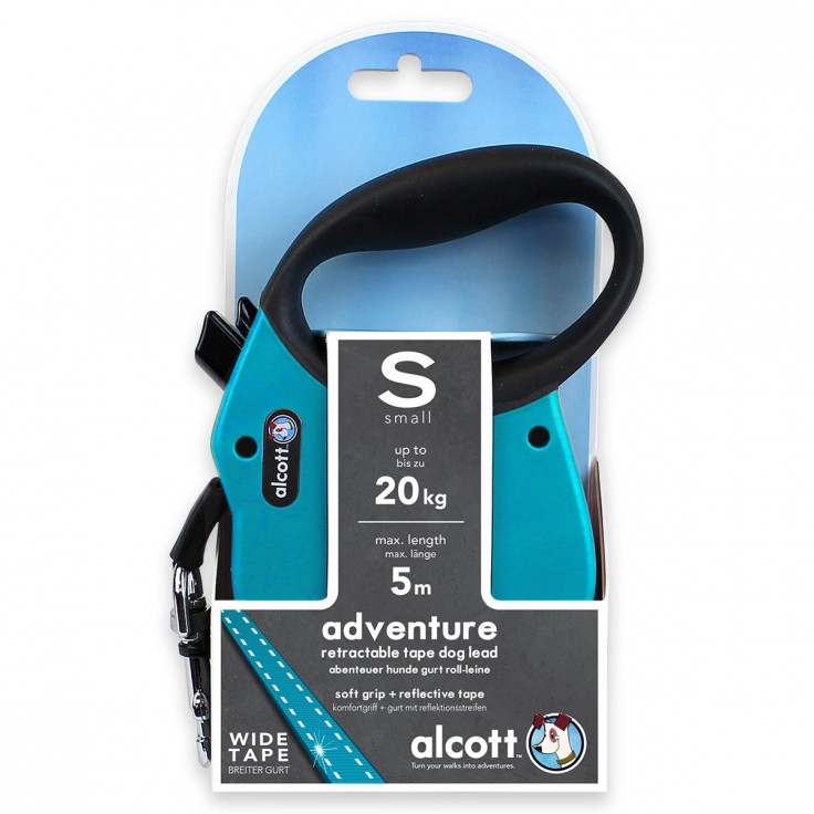 ALCOTT ADVENTURE RETRACTABLE LEASH, 5 M - SMALL - BLUE ALCOTT ADVENTURE RETRACTABLE LEASH, 5 M - SMALL - BLUE
