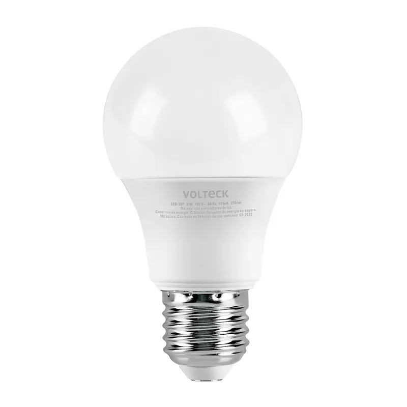 Lámpara LED A19 3 W (equiv. 25 W) luz de día blíster Volteck - 46275 - LED-30F - Caja con 6 Pieza – Master 96