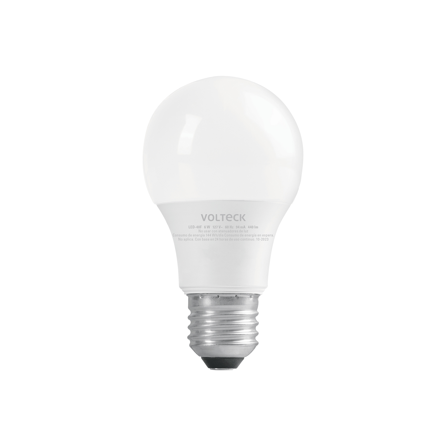 Lámpara LED A19 6 W (equiv. 40 W) luz de día blíster Volteck - 46856 - LED-40F - Caja con 12 Pieza – Master 96