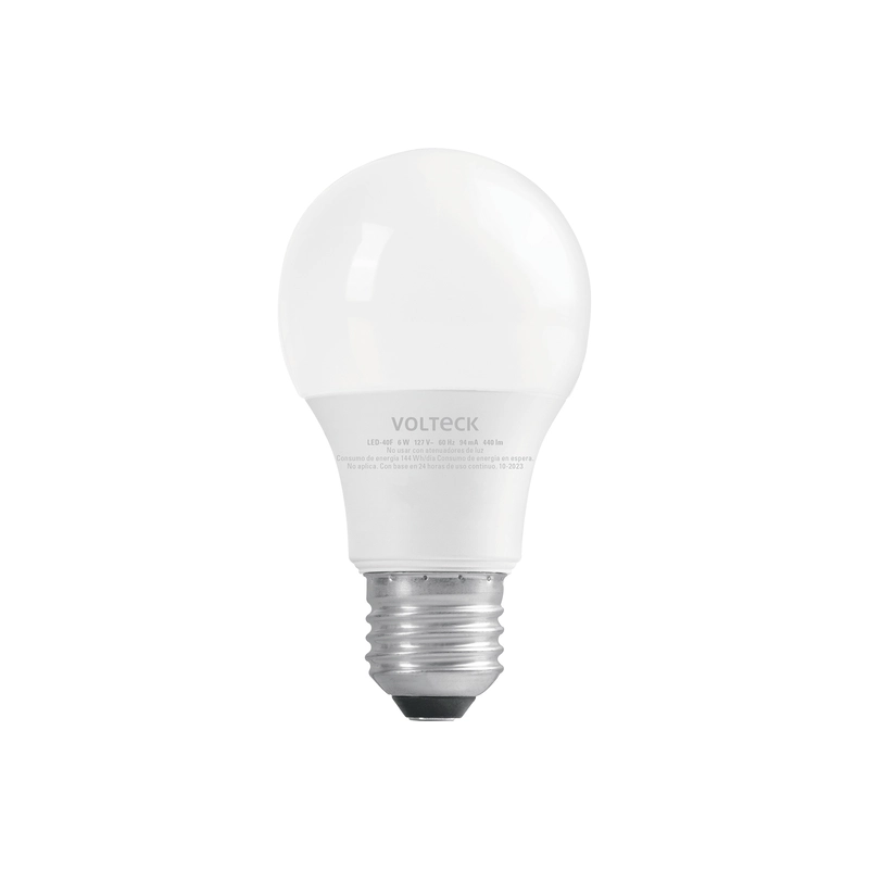 Lámpara LED A19 6 W (equiv. 40 W) luz de día blíster Volteck - 46856 - LED-40F - Caja con 12 Pieza – Master 96