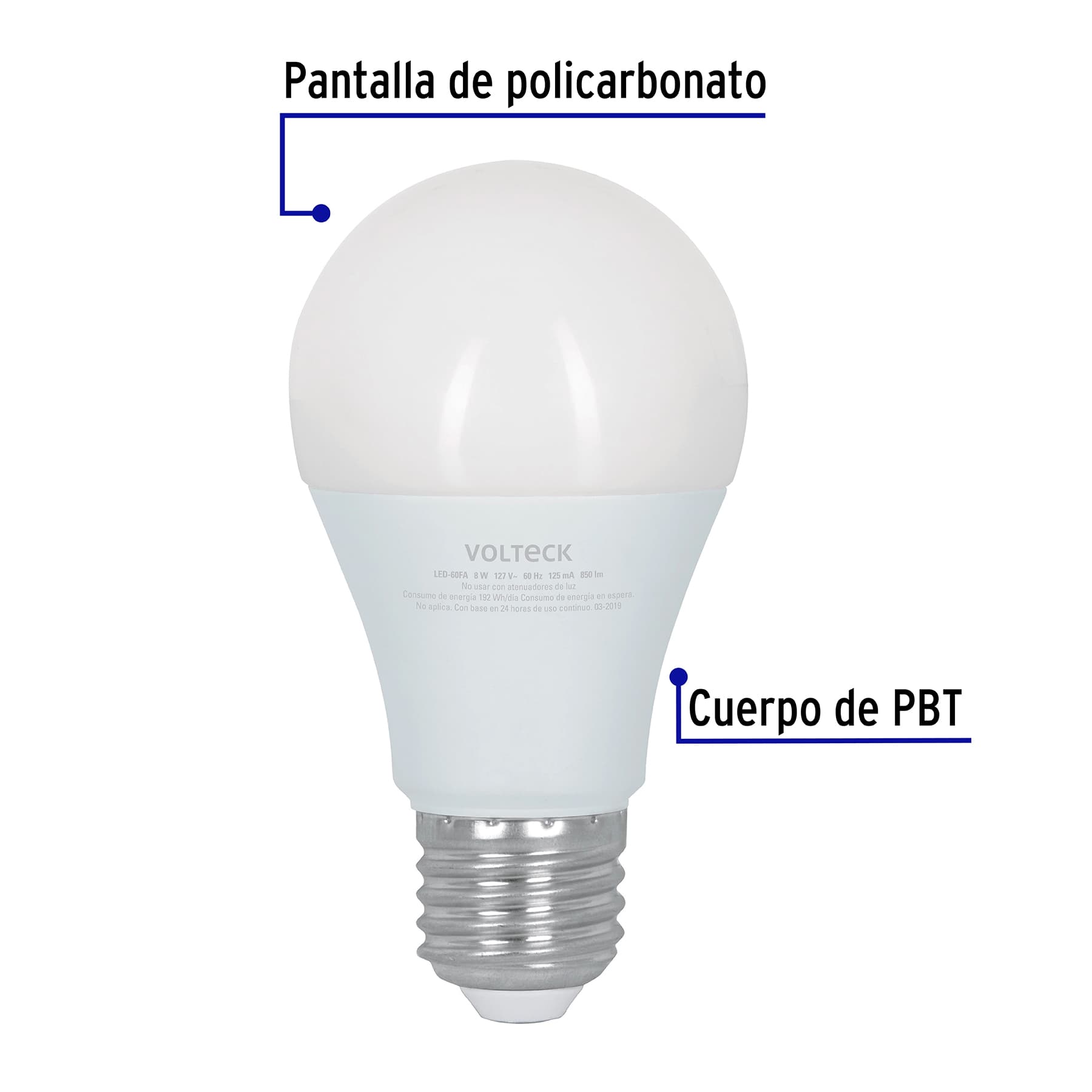 Lámpara LED tipo bulbo con 3 niveles de iluminación, blíster - 48052 - LED-60FA - Caja con 2 Pieza – Master 24
