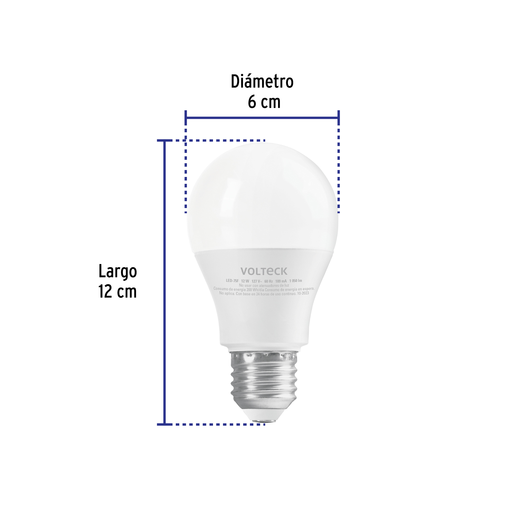 Lámpara LED A19 12 W (equiv. 75W) luz de día blíster Volteck - LED-75F / 46860