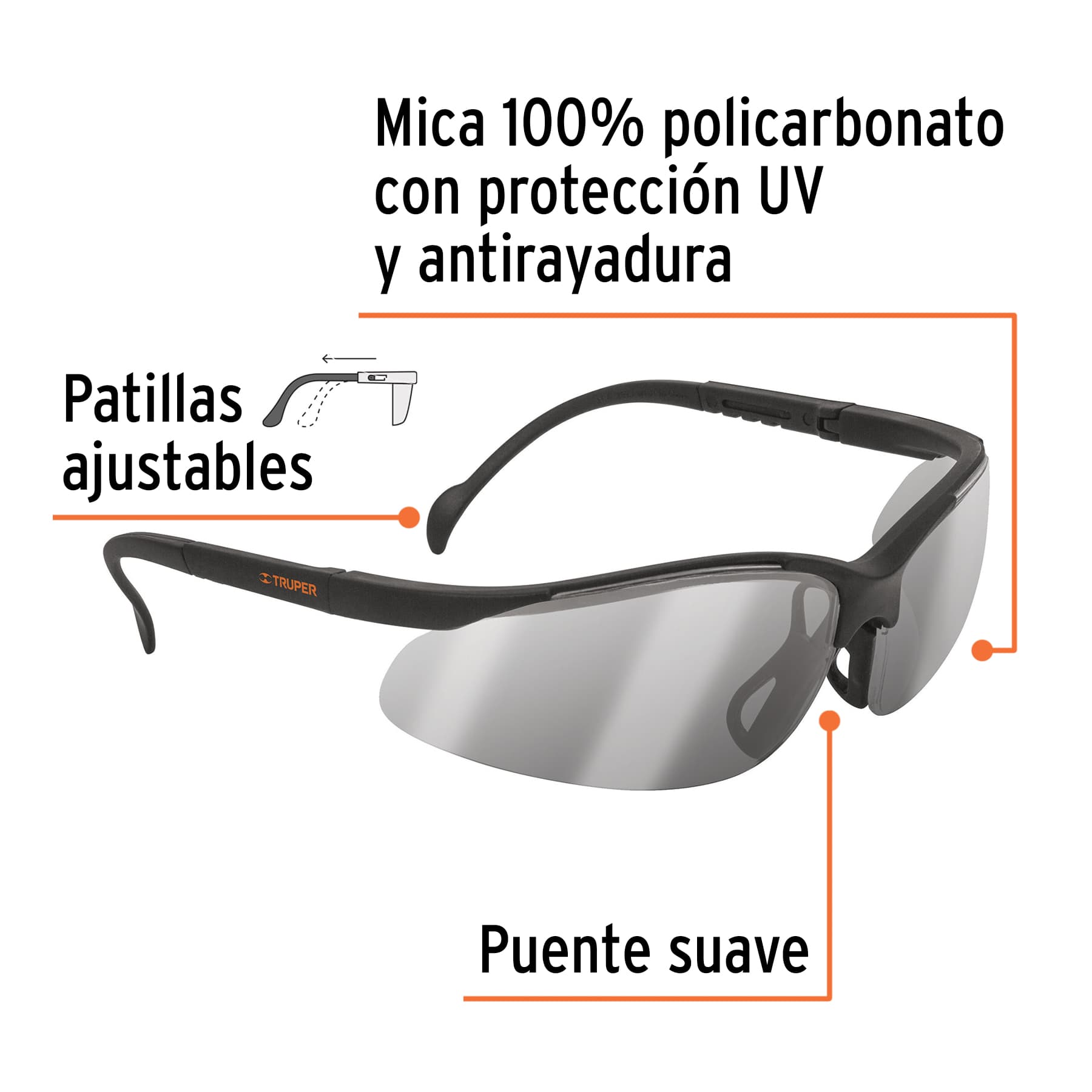 Lentes de seguridad ligeros con marco, espejo plata, Vision - LEDE-EP / 10825
