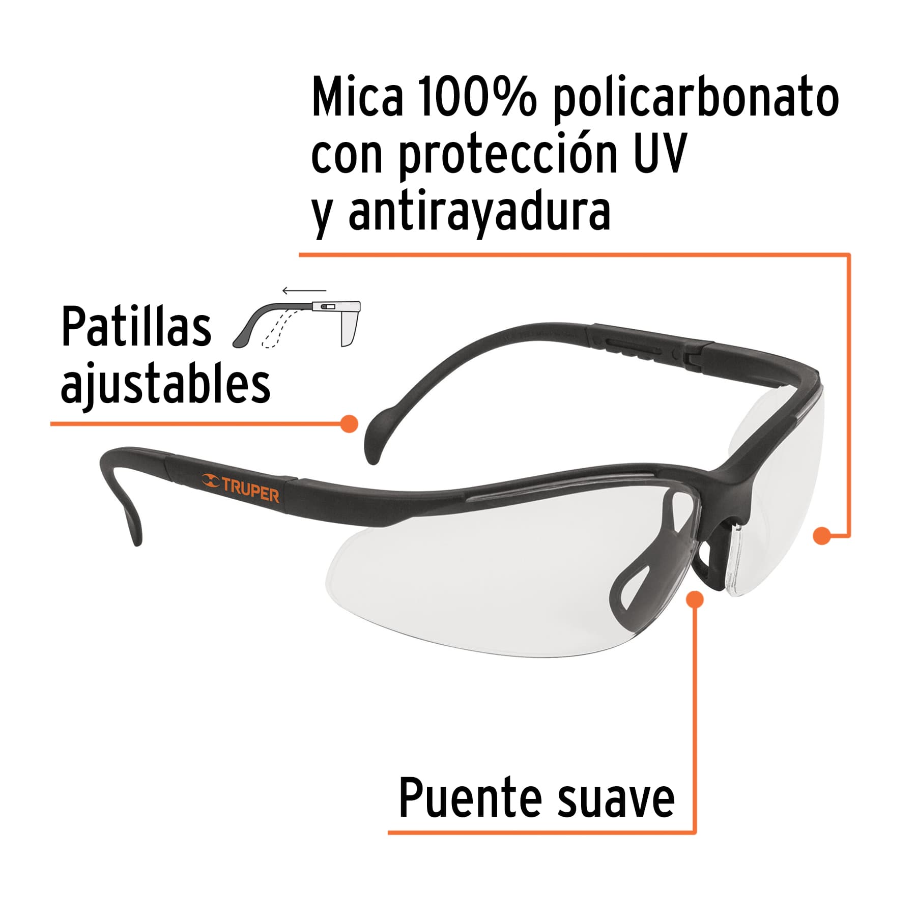 Lentes de seguridad, mica transparente, Vision - LEDE-ST / 14301