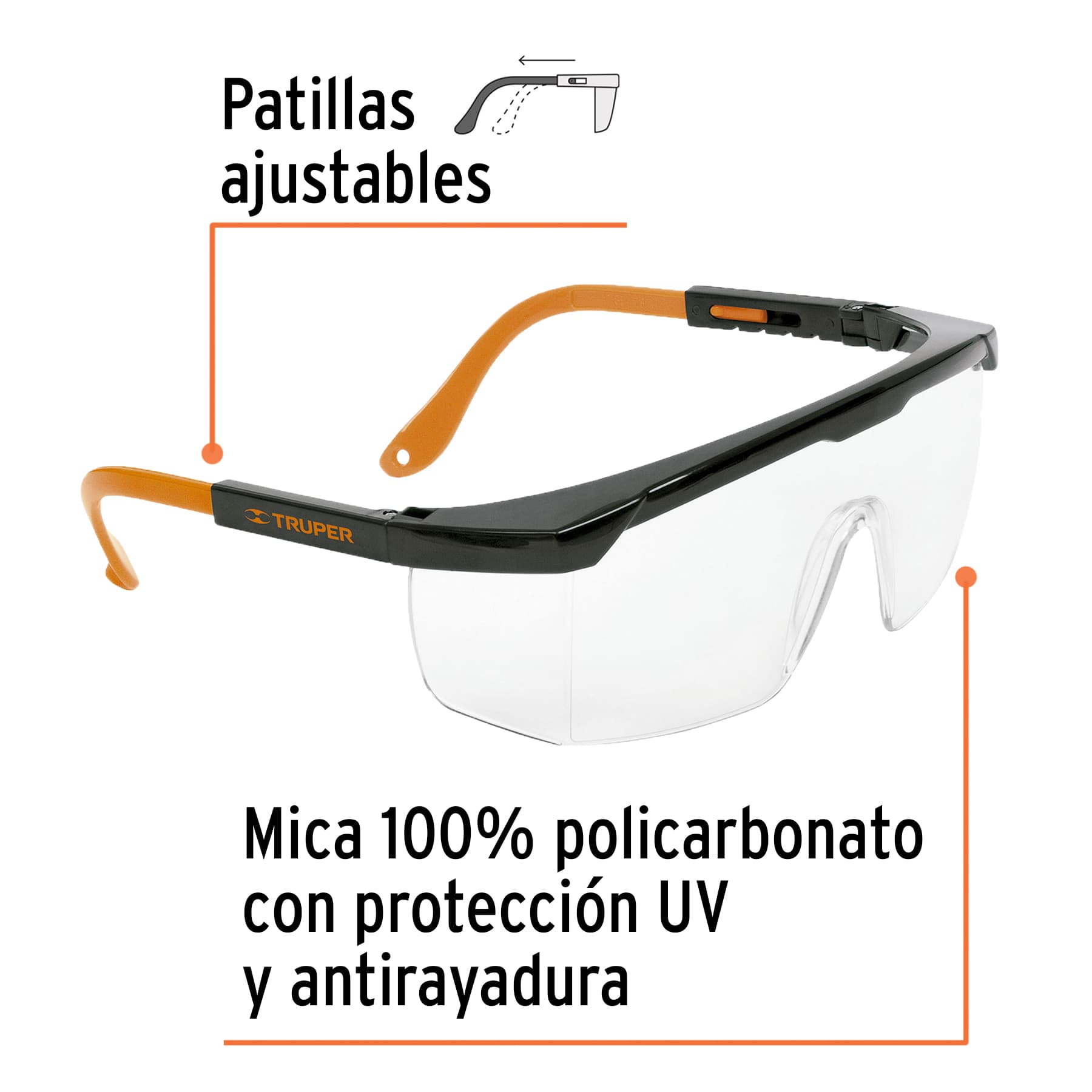 Lentes de seguridad ajustables, mica transparente, Classic - LEN-2000 / 14284