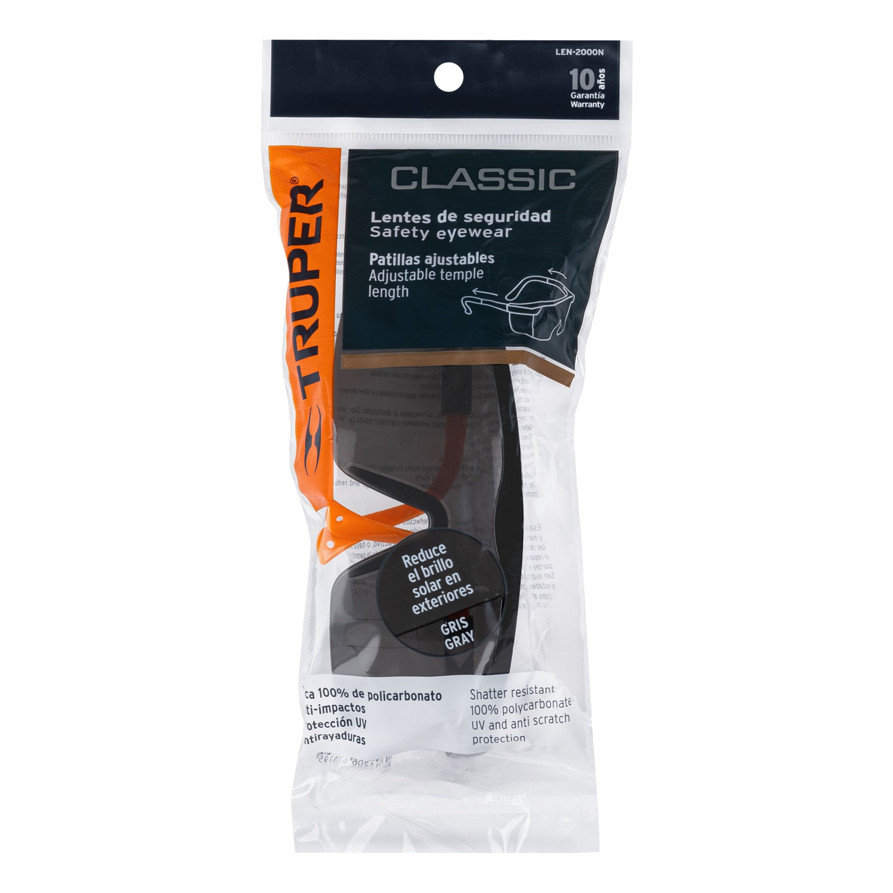 Lentes de seguridad ajustables, mica gris, Classic - LEN-2000N / 14213