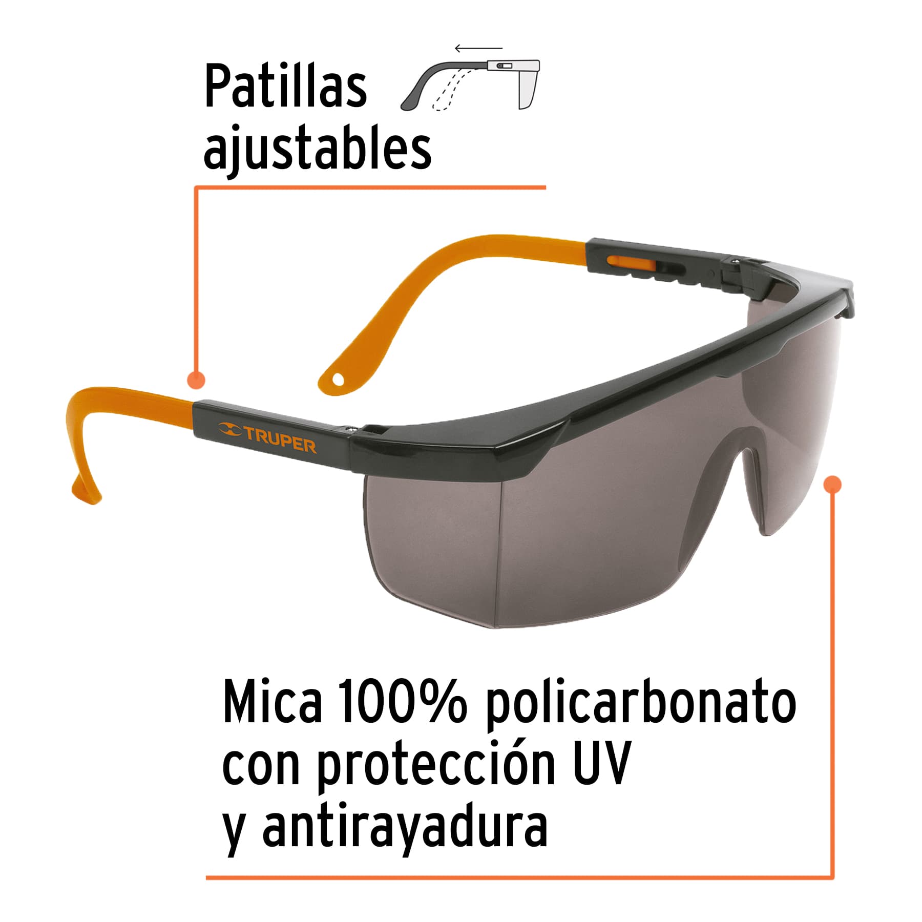 Lentes de seguridad ajustables, mica gris, Classic - LEN-2000N / 14213