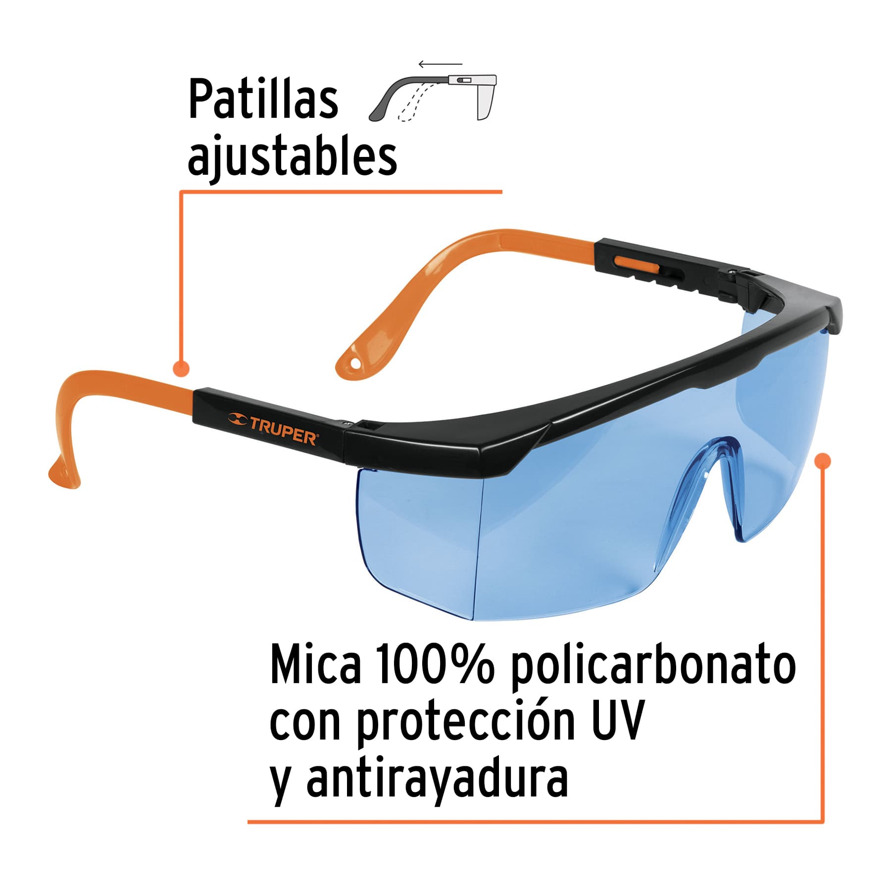 Lentes de seguridad ajustables, mica azul, Classic - LEN-2000Z / 15136