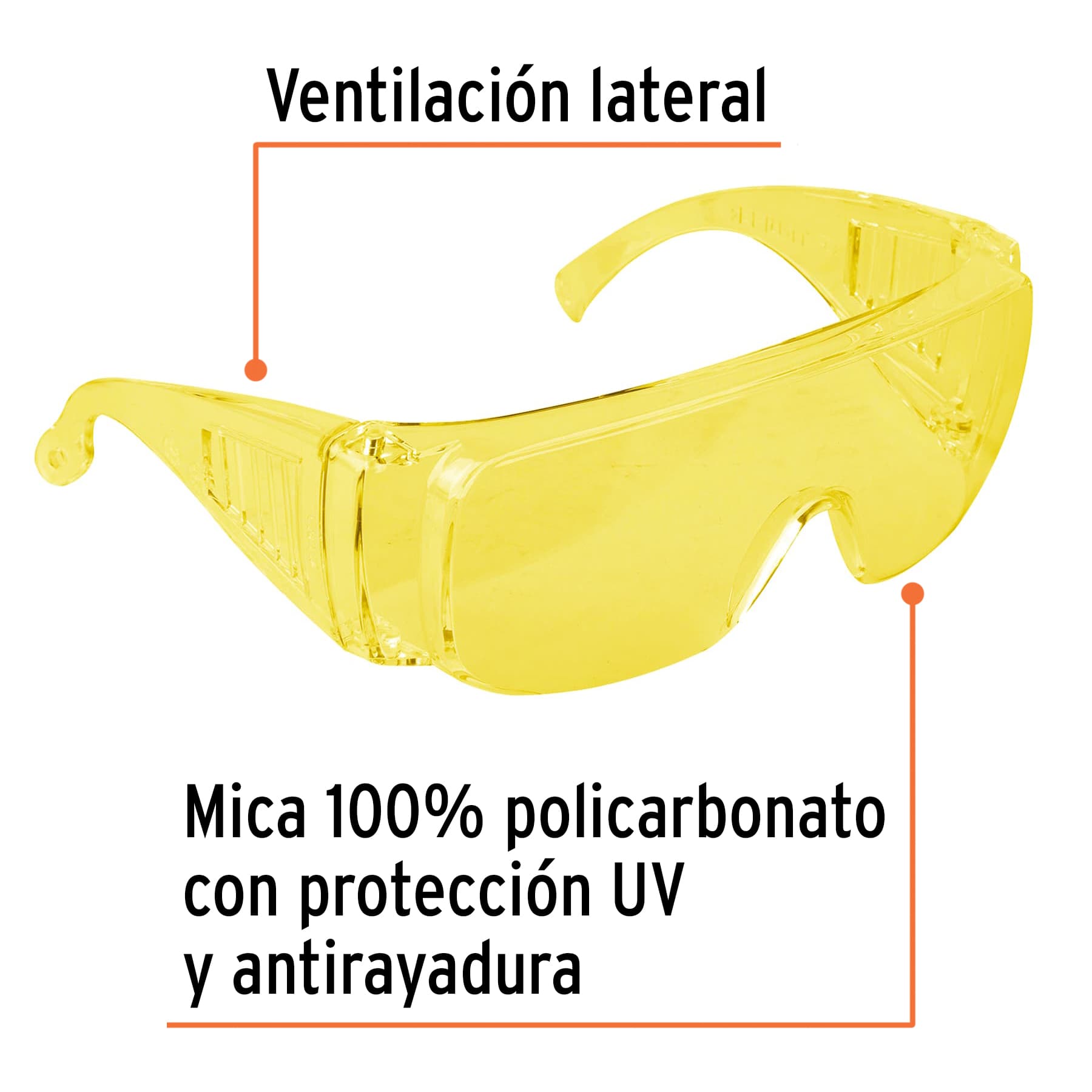 Lentes de seguridad, mica ambar, Safe - LEN-SA / 14254