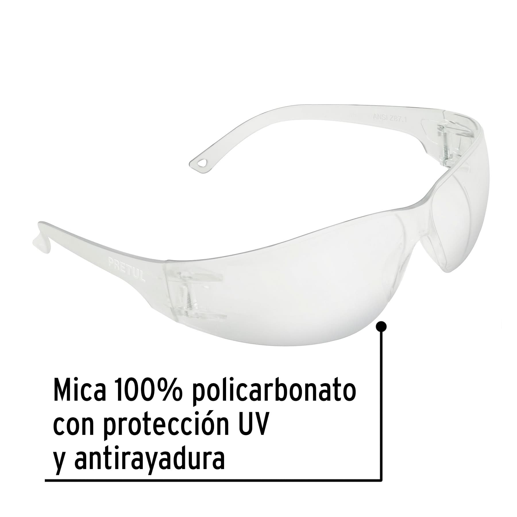Lentes de seguridad, mica transparente, Pretul, Lite - LEN-ST-P / 20401