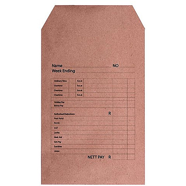 01-2421-60 - WAGE ENVELOPES PRNTED SELF SEAL PACK OF 25