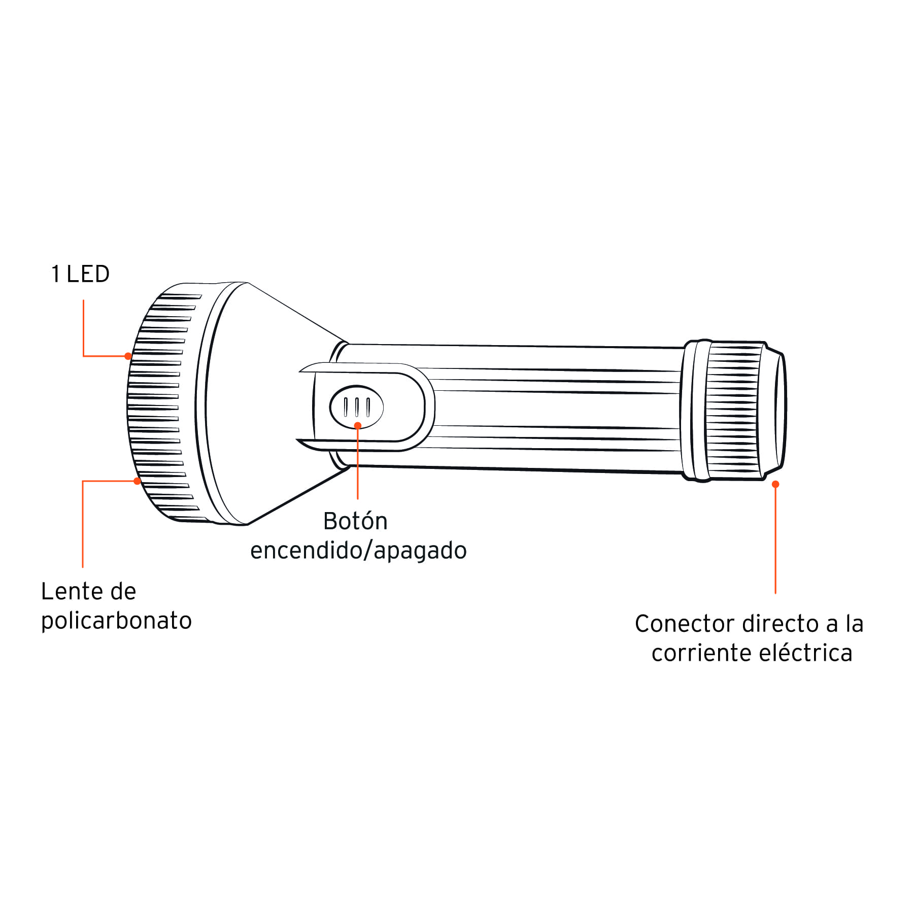 Linterna recargable de LED, 200 lúmenes - LILE-11T / 19847