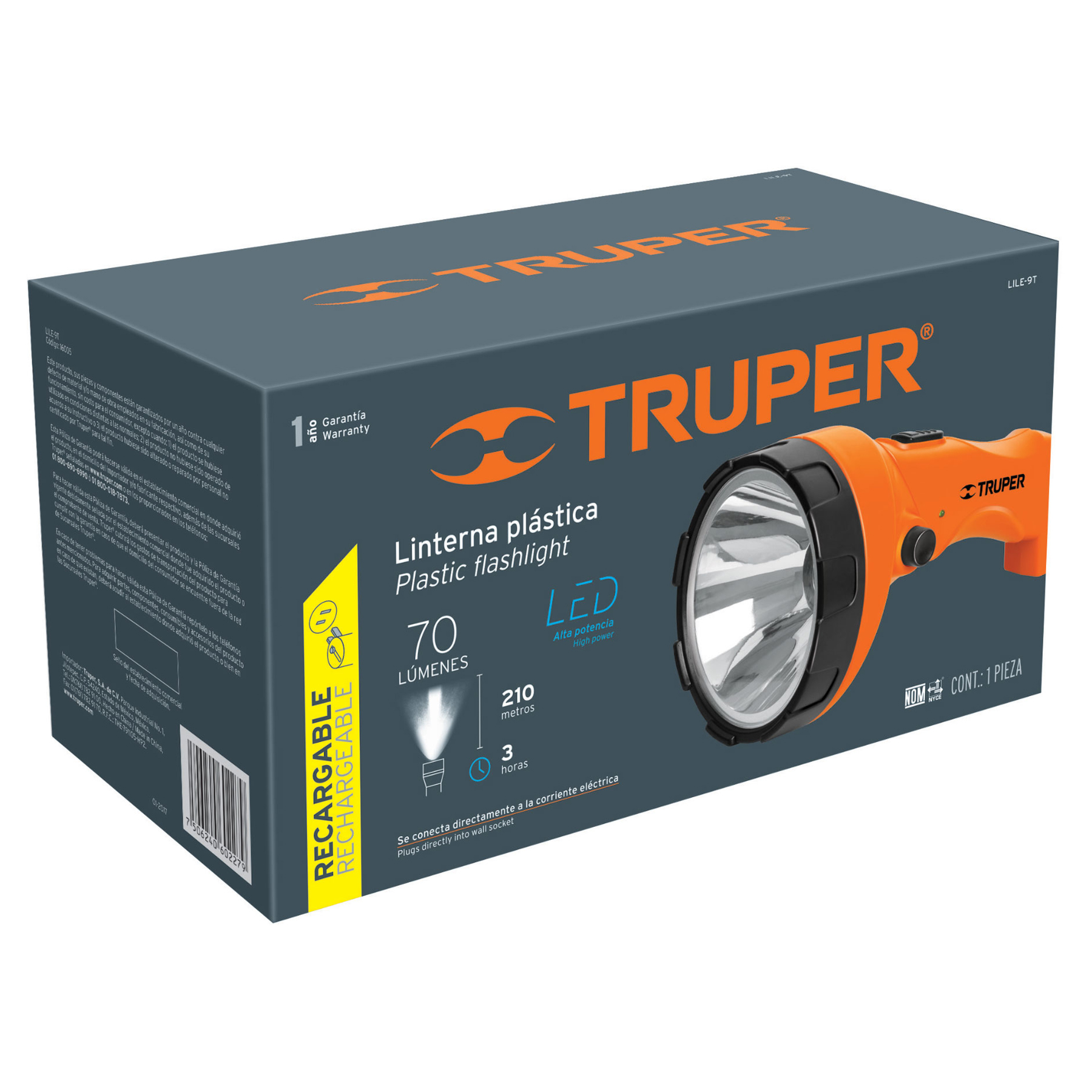 Linterna recargable de LED, 150 lúmenes - LILE-9T / 16005