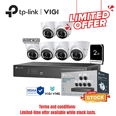 [LIMITED QTY]VIGI 4MP Full-Color Turret IPC & 8 Channel PoE+ NVR KIT