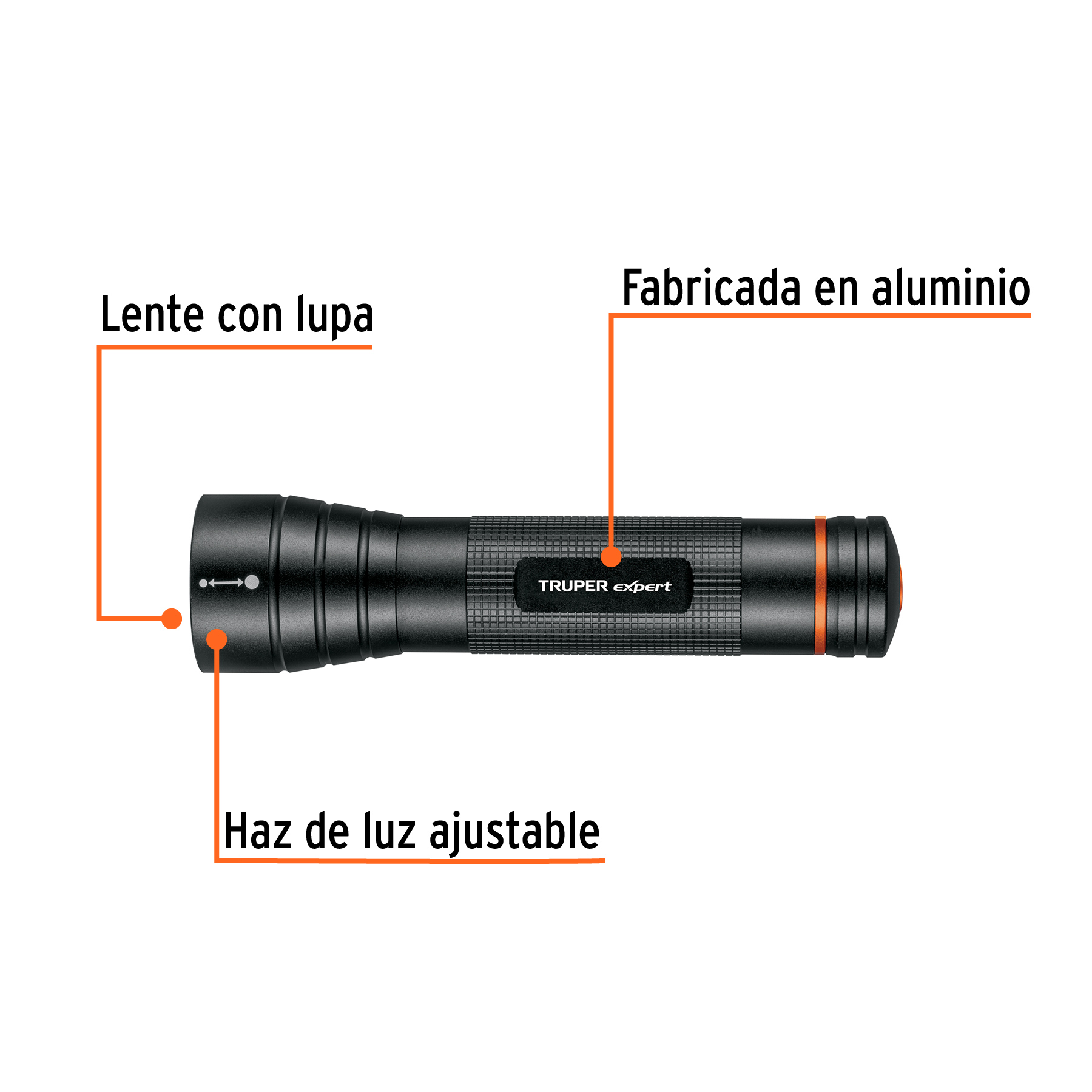 Linterna de aluminio LED Cree 500 lm con 2 pilas D, Truper-LINA-2DN / 18813