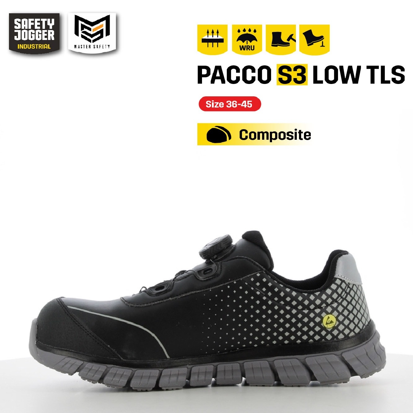 รองเท้าเซฟตี้ Safety Jogger  รุ่น PACCO รองเท้านิรภัย รองเท้าหัวเหล็ก รองเท้ากันลื่น