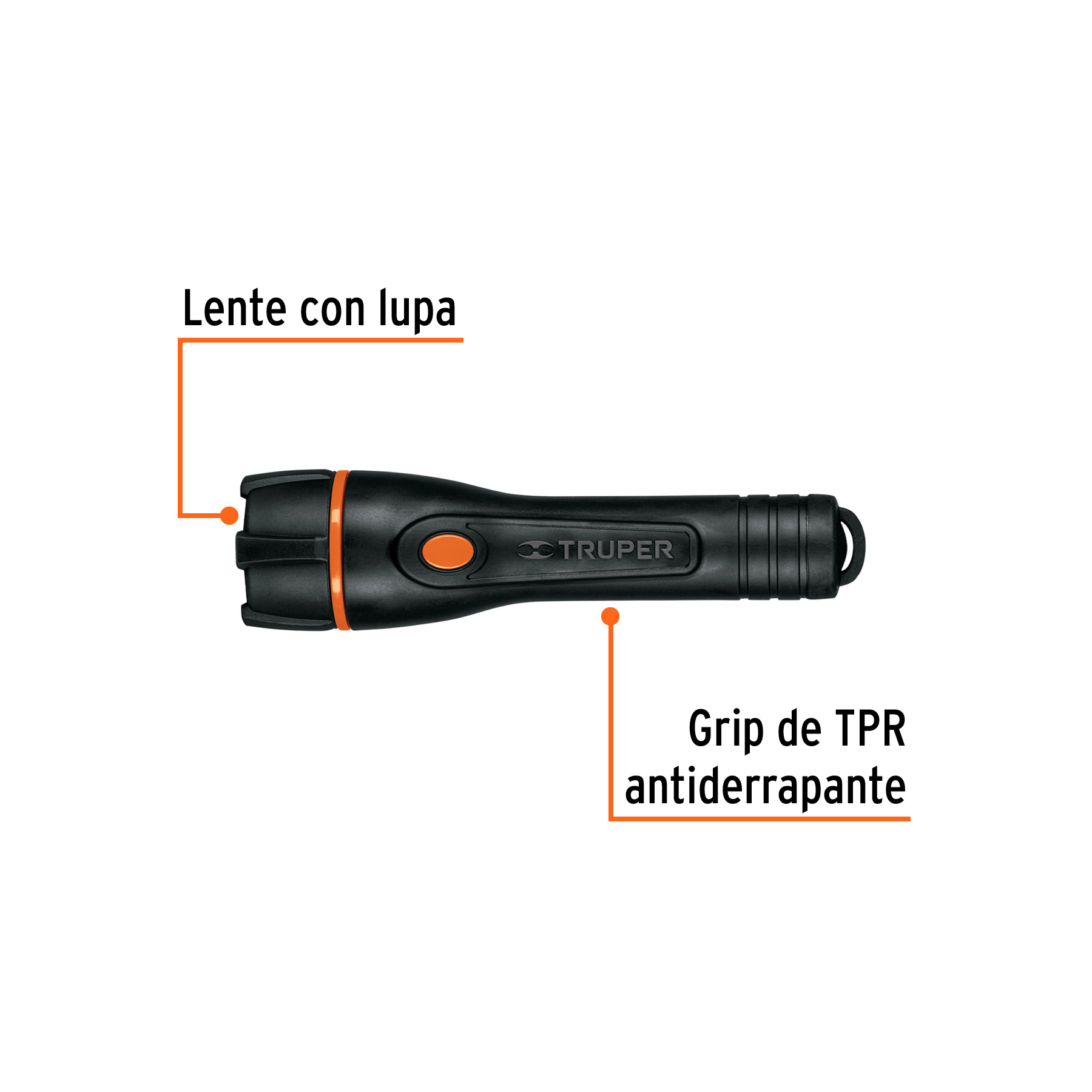 Linterna plástica 1 LED 80 lm con 2 pilas AA, Truper-LIPLA-80 / 13018