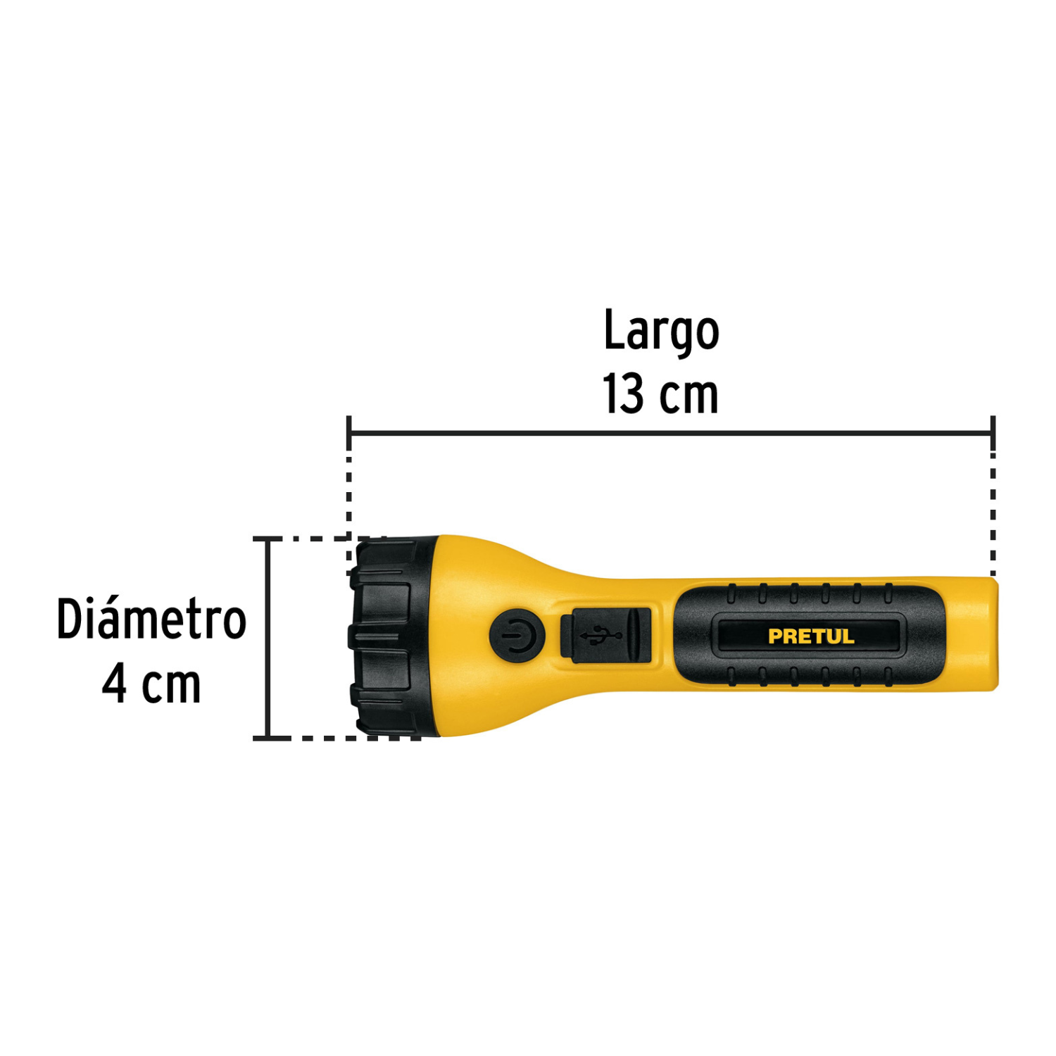 Linterna plástica de LED, 120 lm, recargable, PRETUL-LIRE-120P / 26101