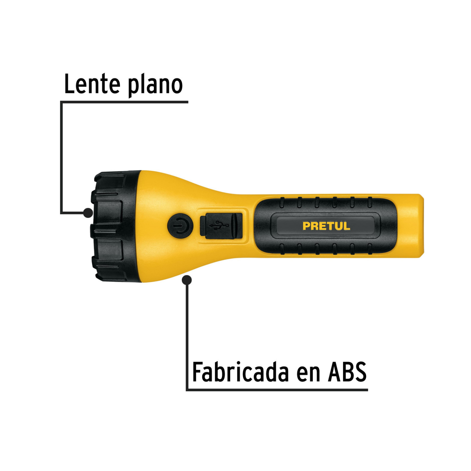 Linterna plástica de LED, 180 lm, recargable, PRETUL-LIRE-180P / 26102