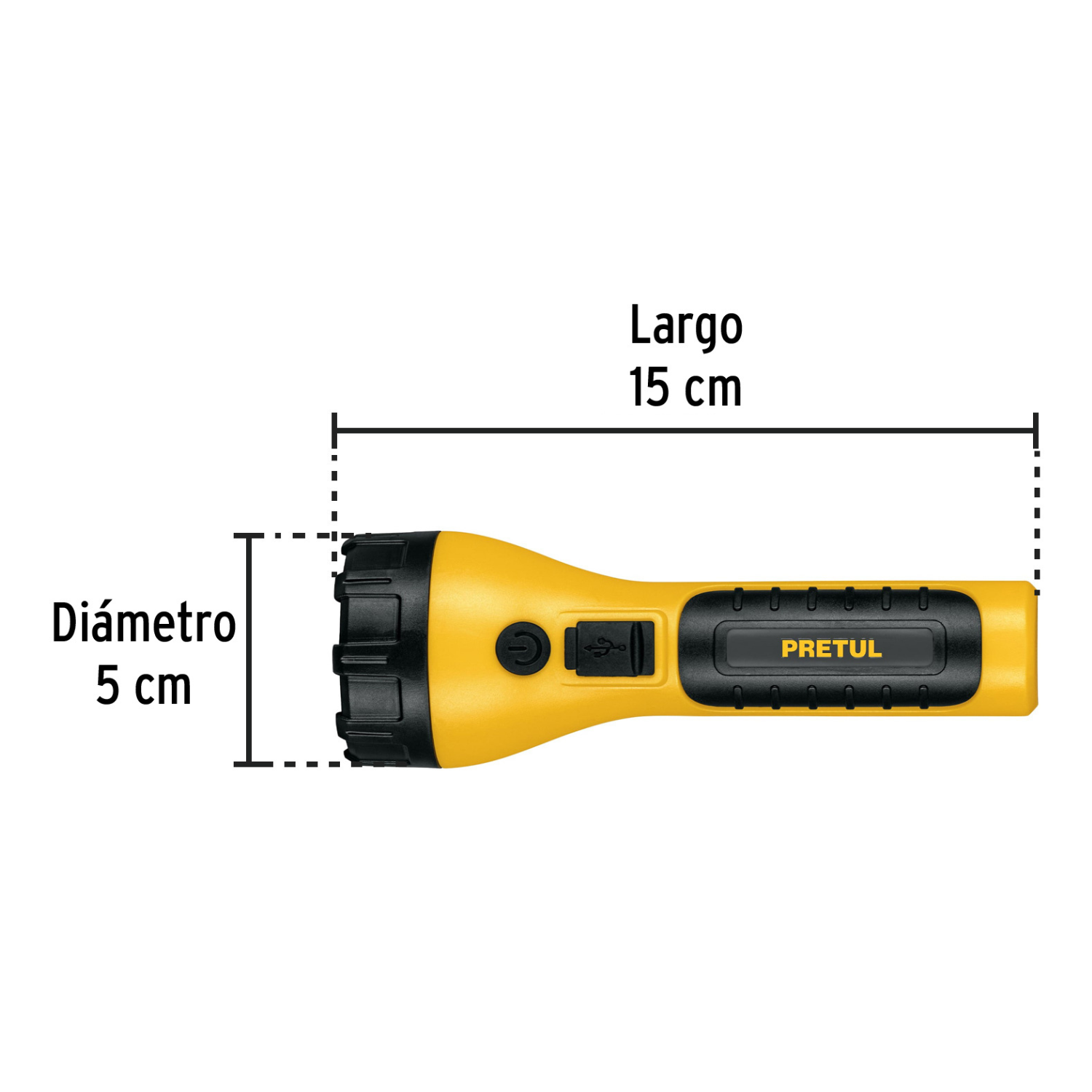 Linterna plástica de LED, 180 lm, recargable, PRETUL-LIRE-180P / 26102