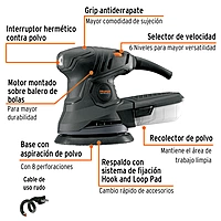 Lijadora roto orbital 5' 260 W, industrial, Truper - LIRO-5N / 15399