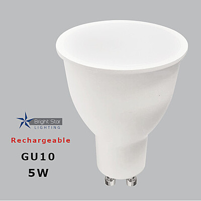 LAMP: 5W Cool White GU10 LED Emergency Rechargeable Bulb.
