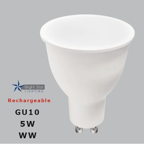 LAMP: 5W Warm White GU10 LED Emergency Rechargeable Bulb