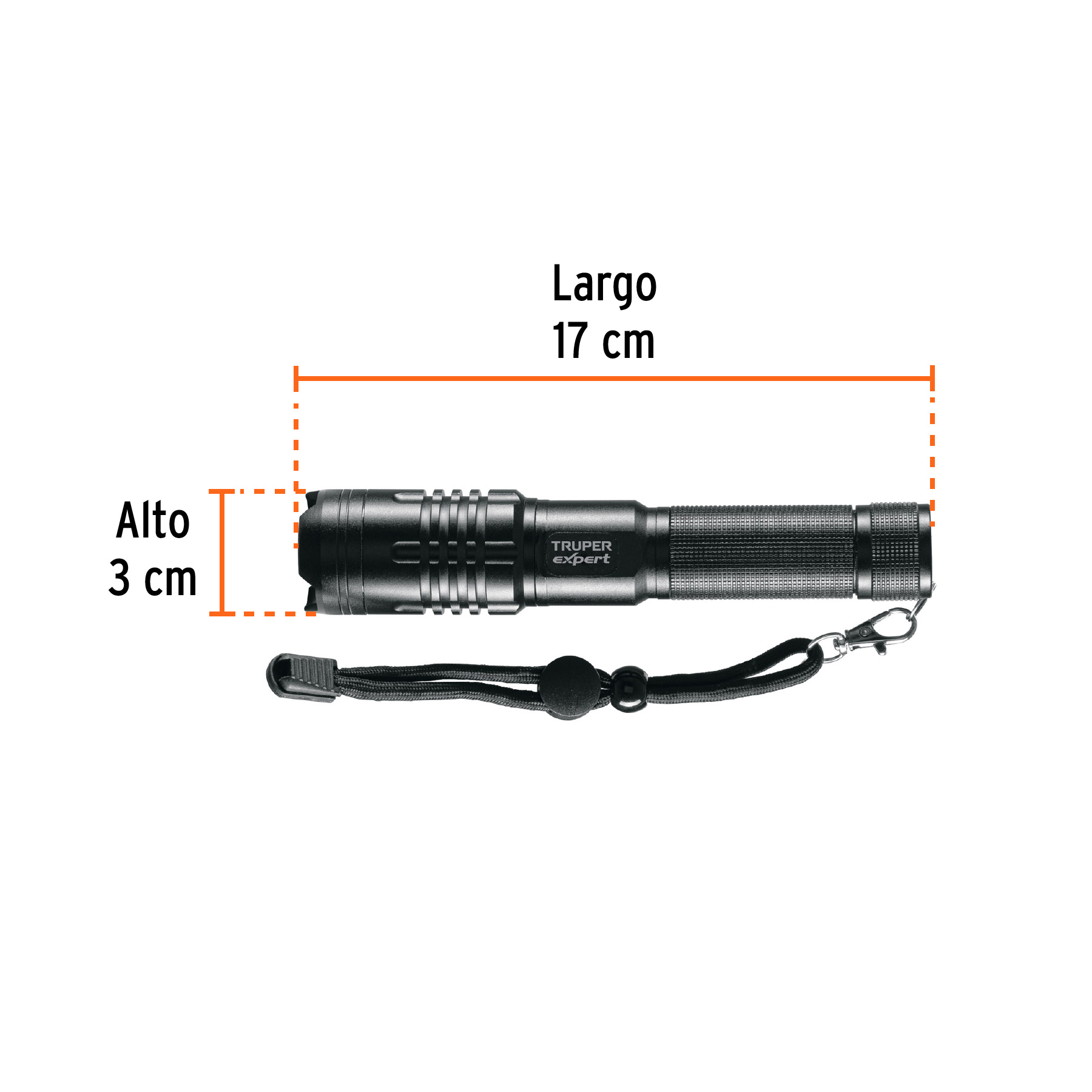 Linterna LED recargable, de aluminio, 500 lm, TRUPER EXPERT-LIXR-2AA / 16777