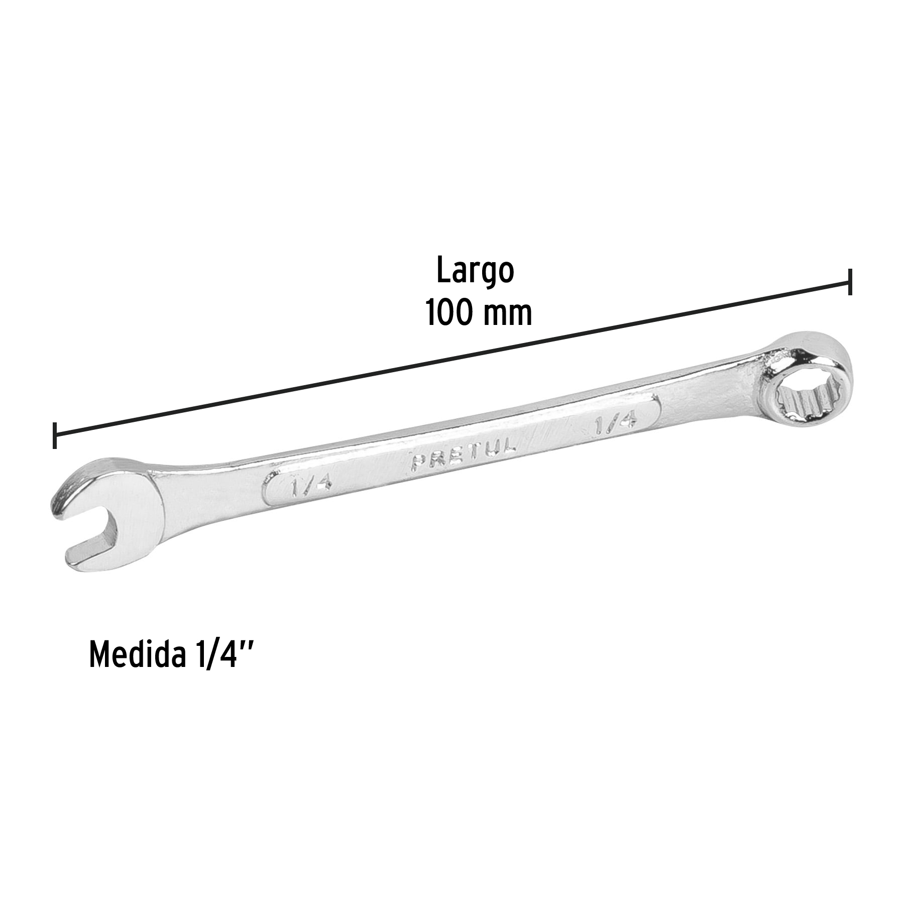 Llave combinada, 1/4' x 100 mm, Pretul - LL-2008P / 21880
