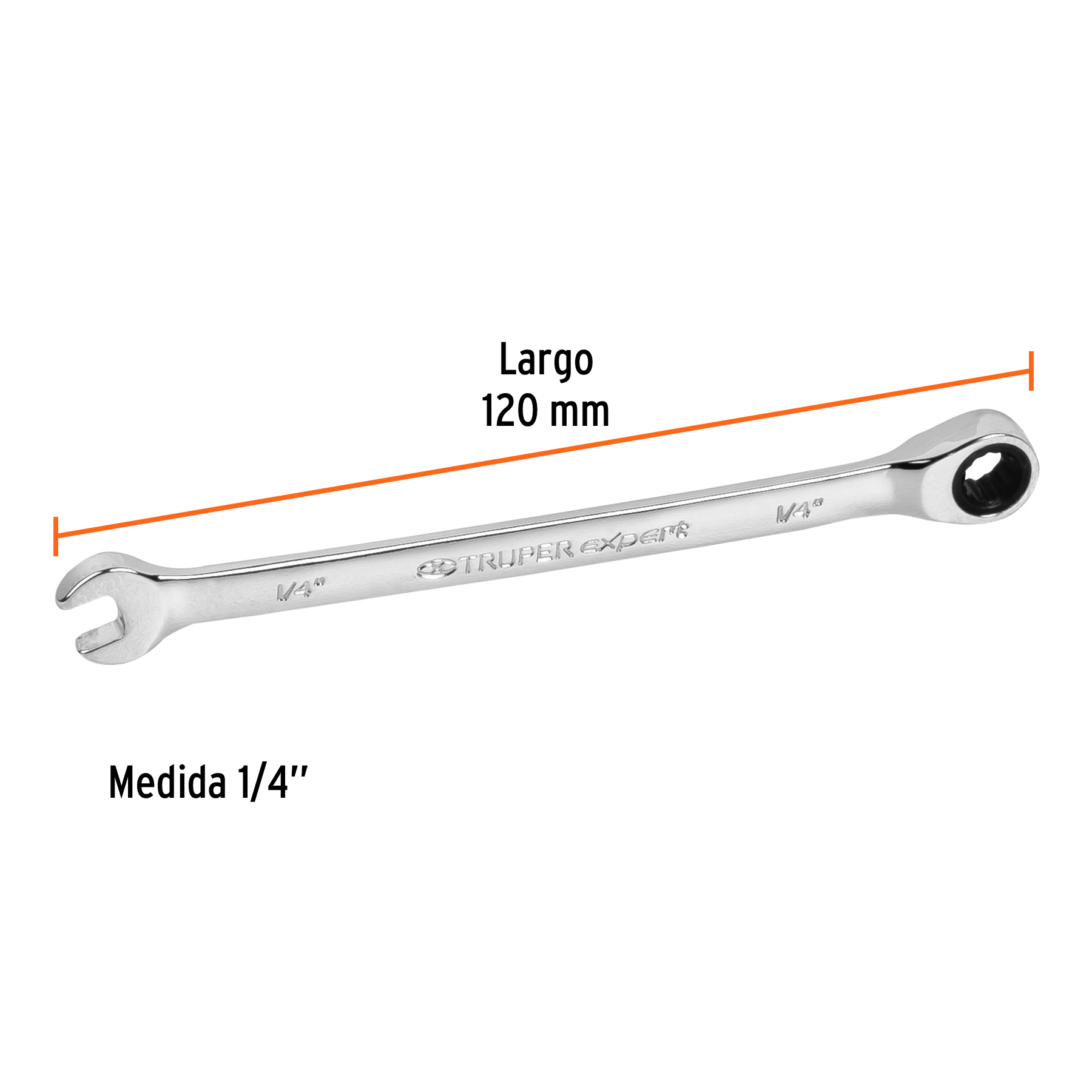 Llave combinada con matraca, 1/4' x 120 mm, Truper Expert - LL-2008X / 13601