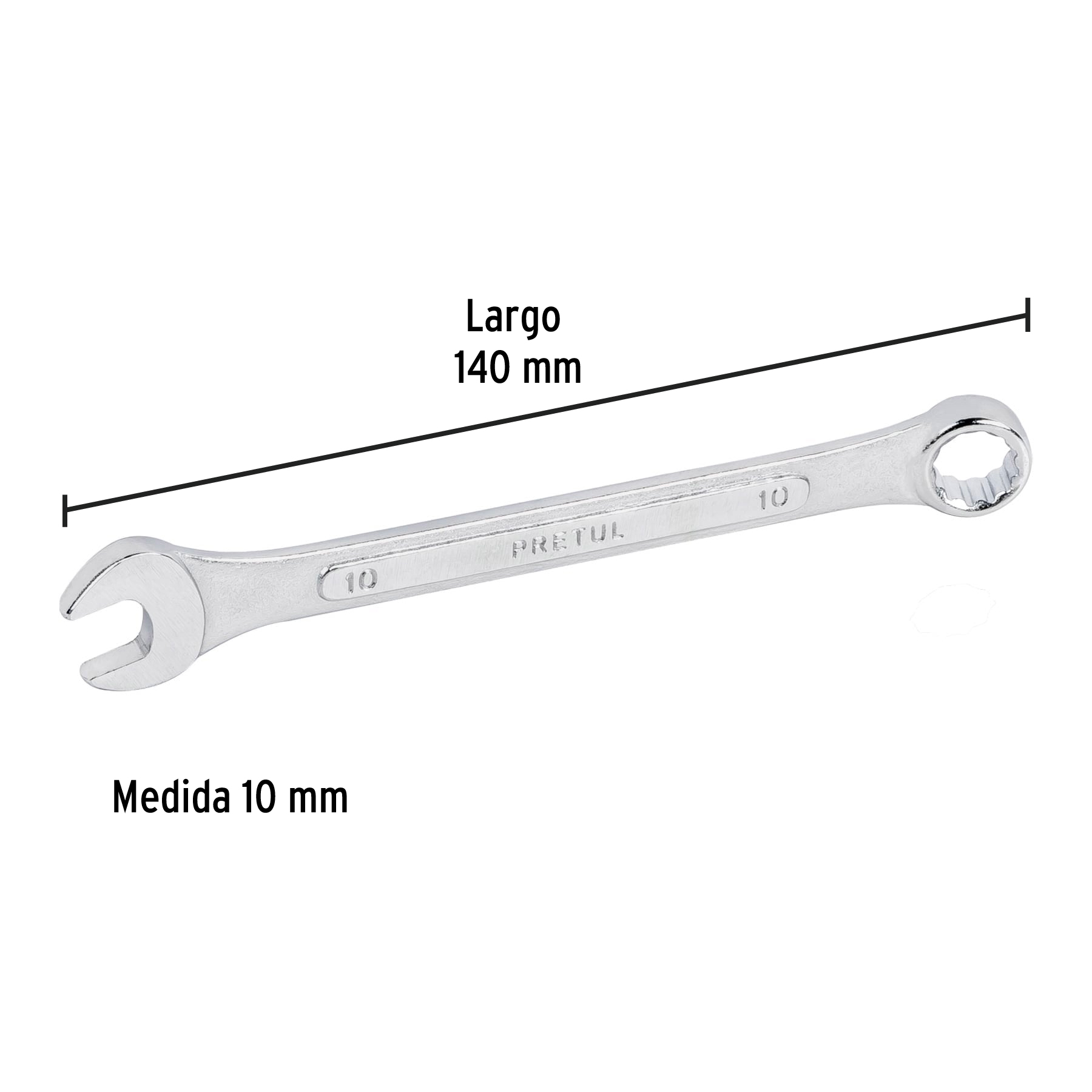 Llave combinada, mm, 10 x 140 mm, Pretul - LL-2010MP / 21904