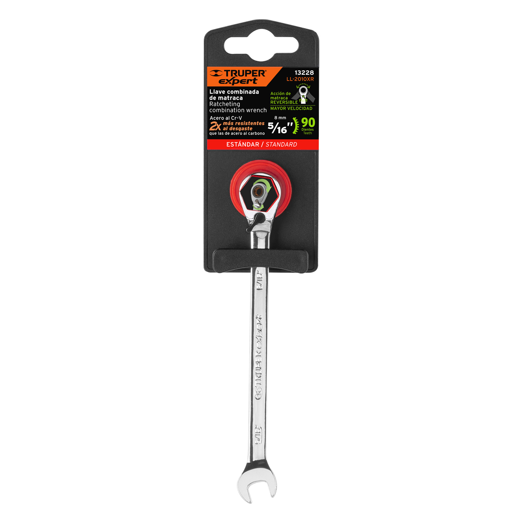 Llave combinada matraca reversible,5/16'x138mm,Truper Expert - LL-2010XR / 13228