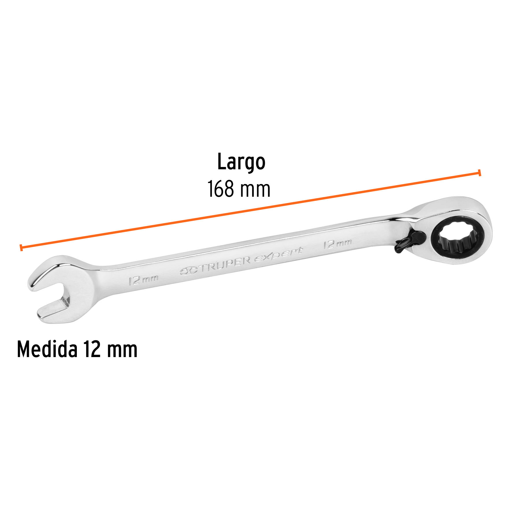 Llave combinada matraca reversible, 12x168 mm,Truper Expert - LL-2012MXR / 13668