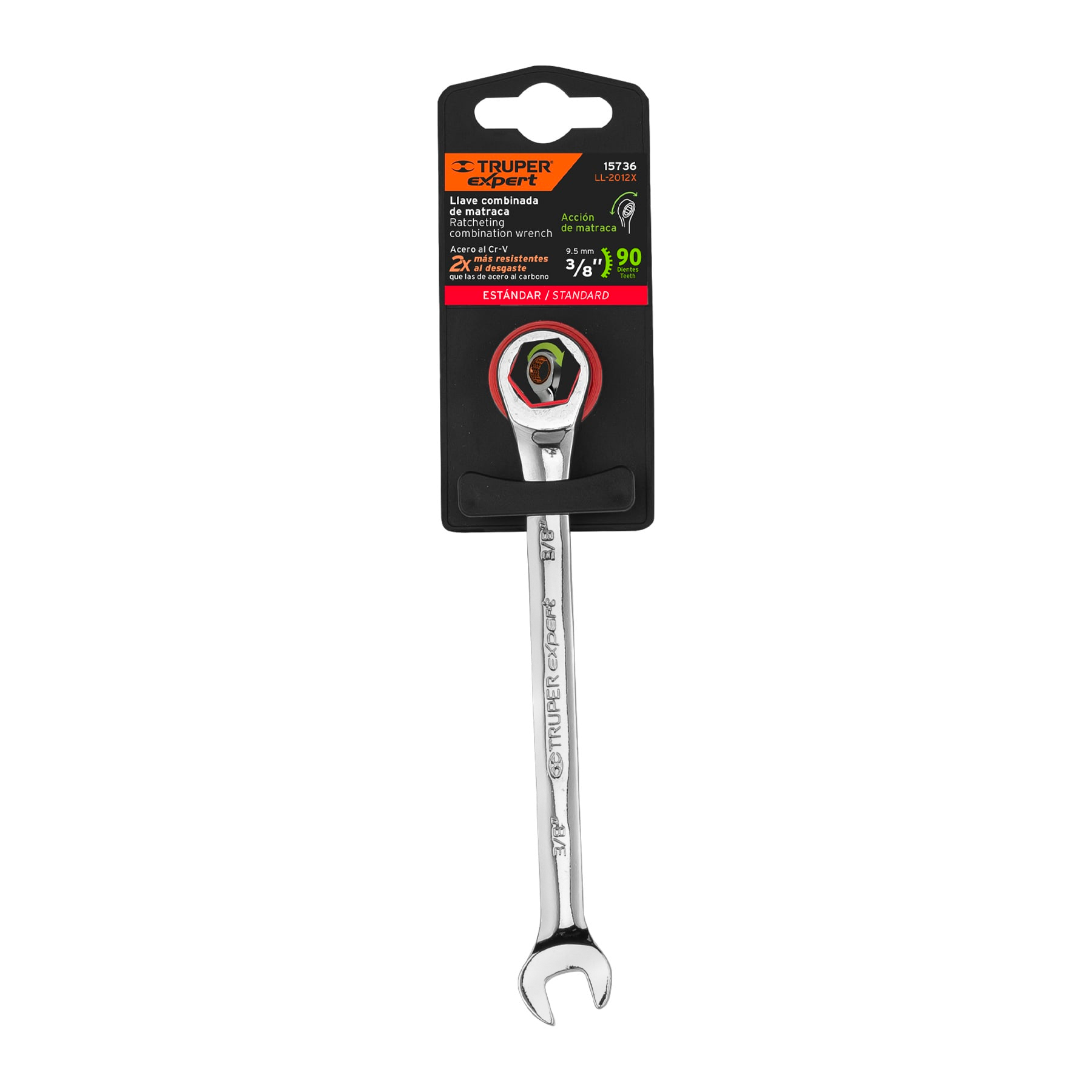 Llave combinada con matraca, 3/8' x 153 mm, Truper Expert - LL-2012X / 15736