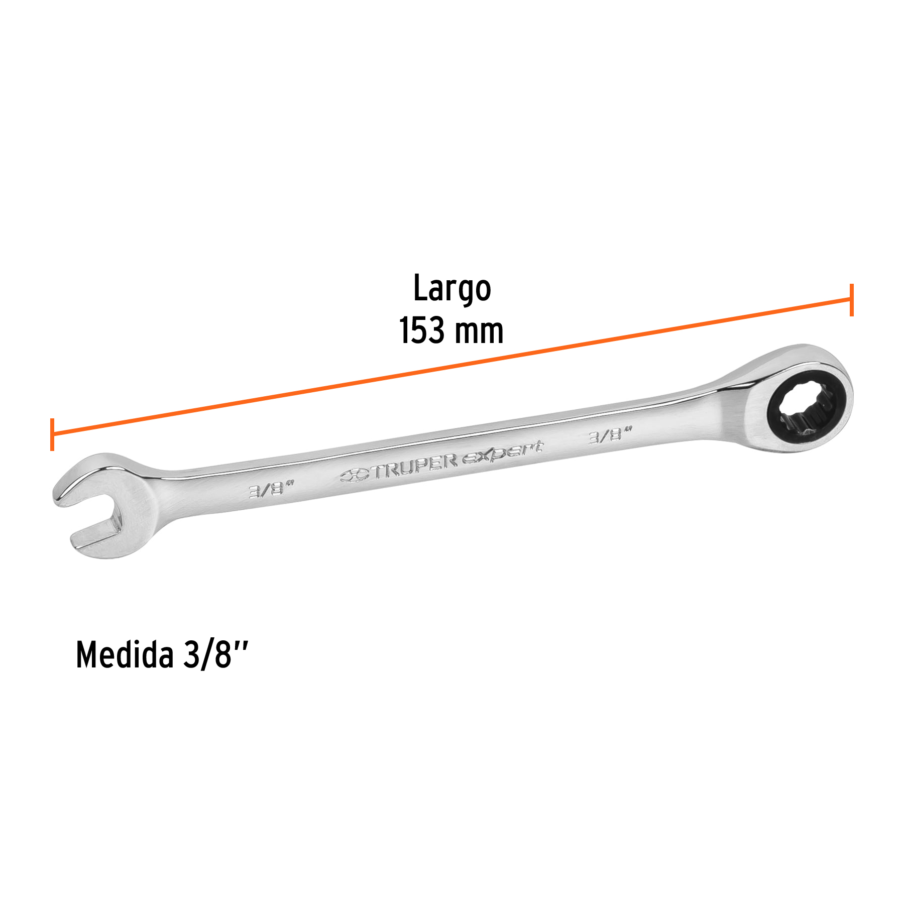 Llave combinada con matraca, 3/8' x 153 mm, Truper Expert - LL-2012X / 15736