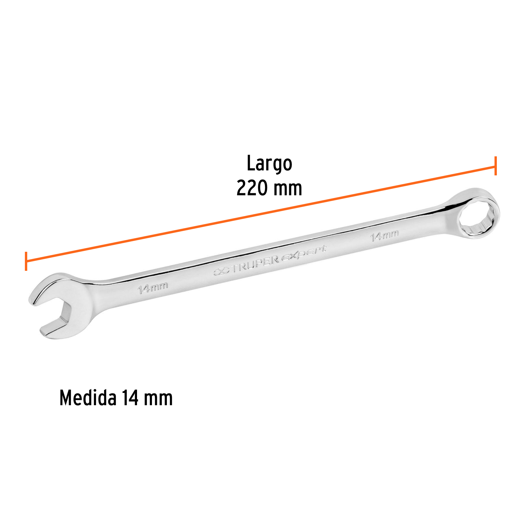 Llave combinada, extralarga, milimétrica, 14 x 220 mm - LL-2014M / 15618