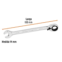 Llave combinada matraca reversible, 14x188 mm,Truper Expert - LL-2014MXR / 13699