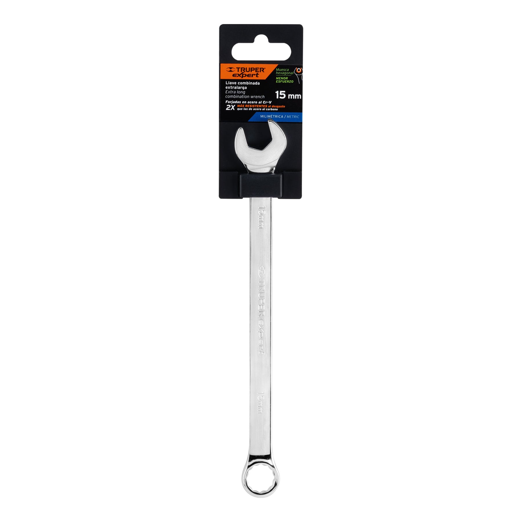 Llave combinada, extralarga, milimétrica, 15 x 230 mm - LL-2015M / 15619