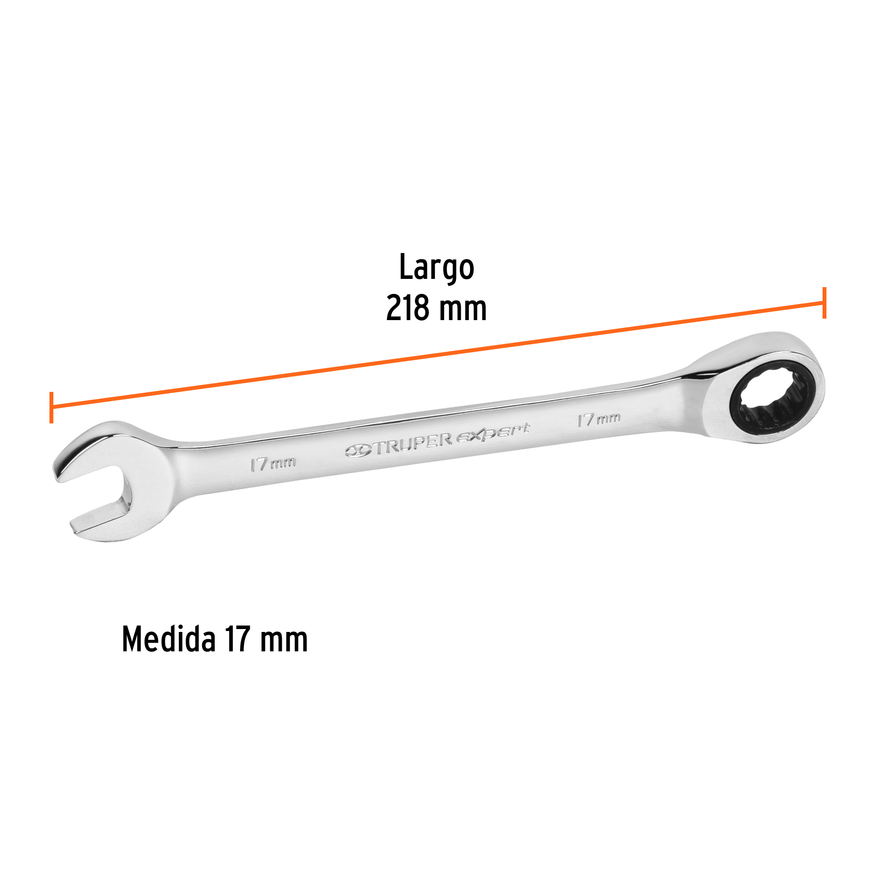 Llave combinada con matraca, 17 x 218 mm, Truper Expert - LL-2017MX / 13622