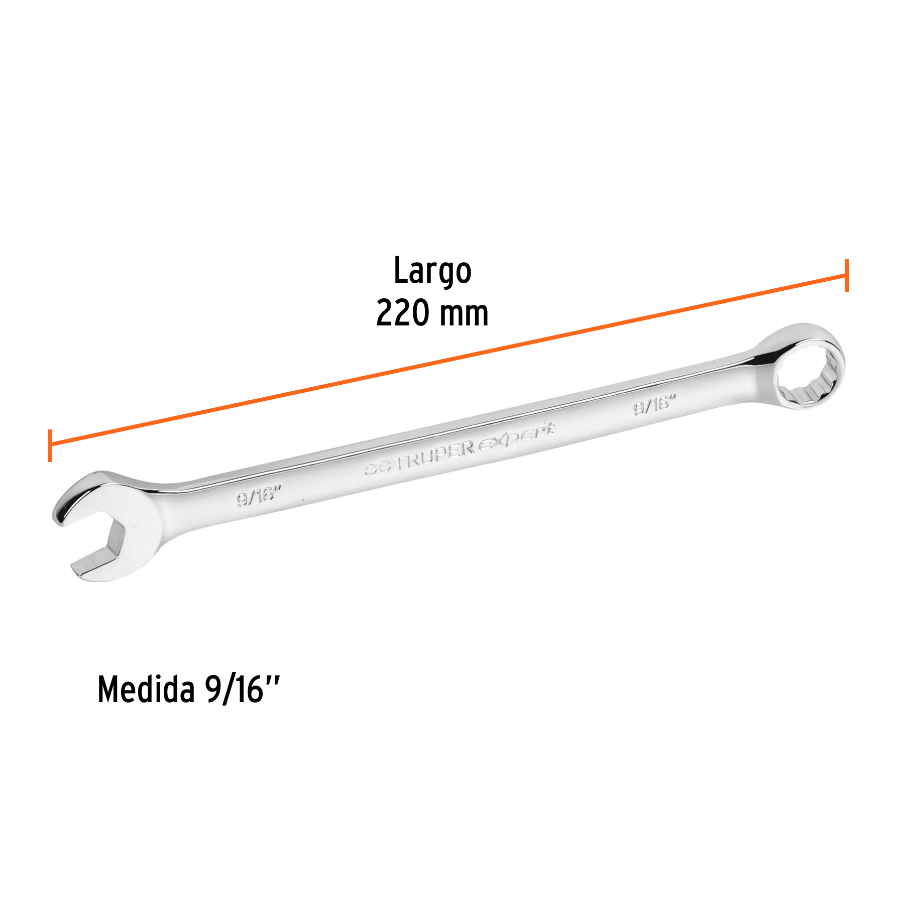 Llave combinada, extralarga, 9/16' x 220 mm - LL-2018 / 15595