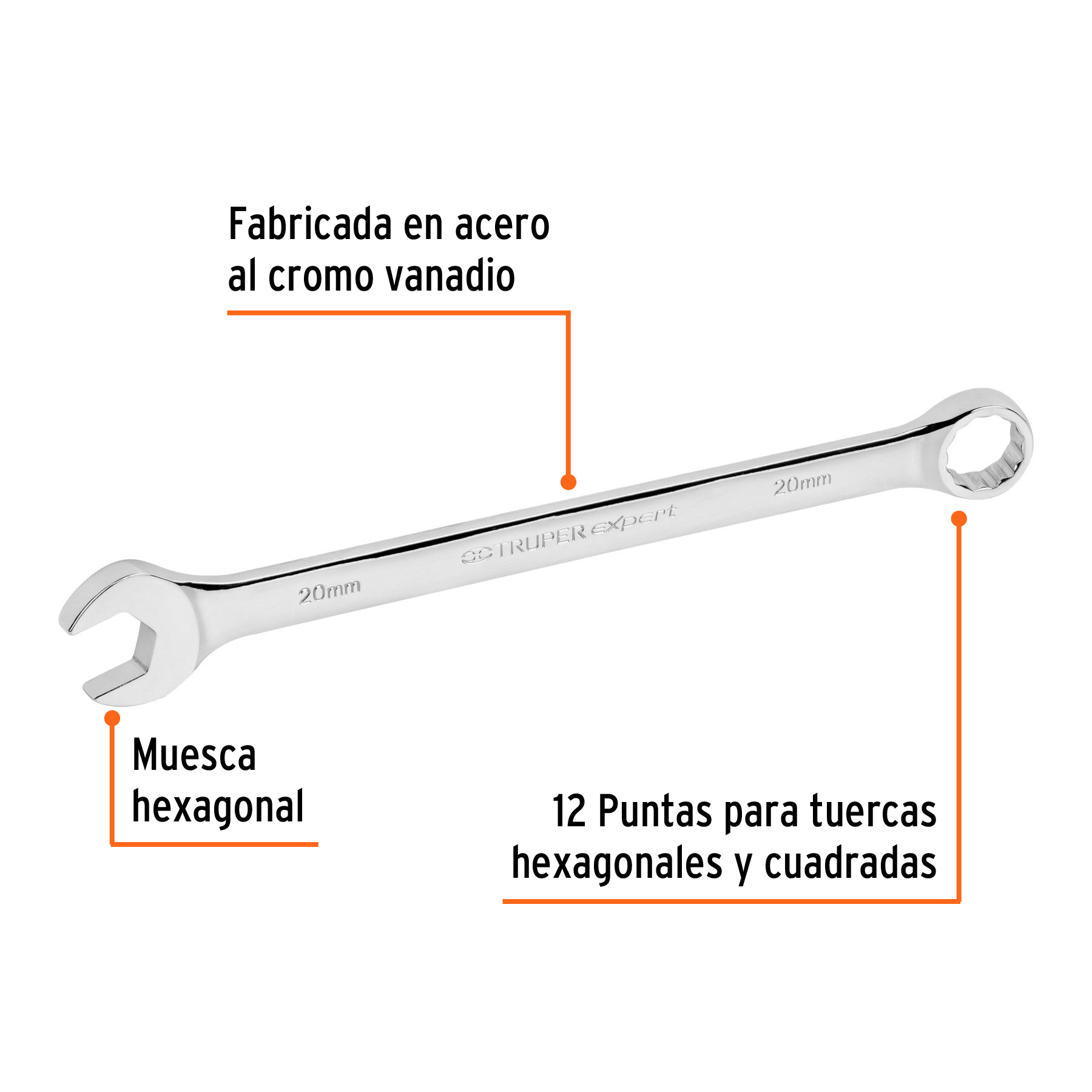 Llave combinada, extralarga, milimétrica, 20 x 287 mm - LL-2020M / 15624