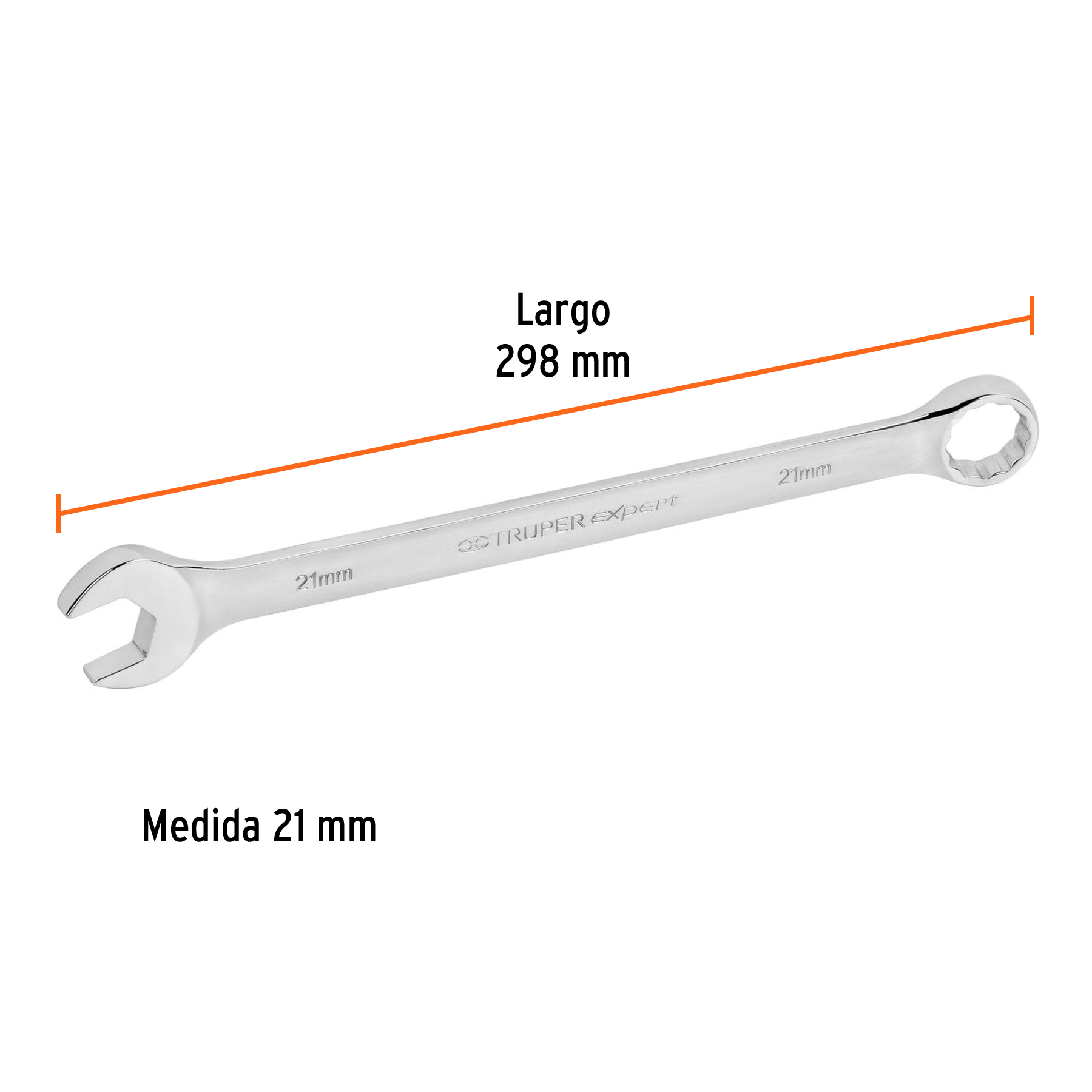 Llave combinada, extralarga, milimétrica, 21 x 298 mm - LL-2021M / 15625
