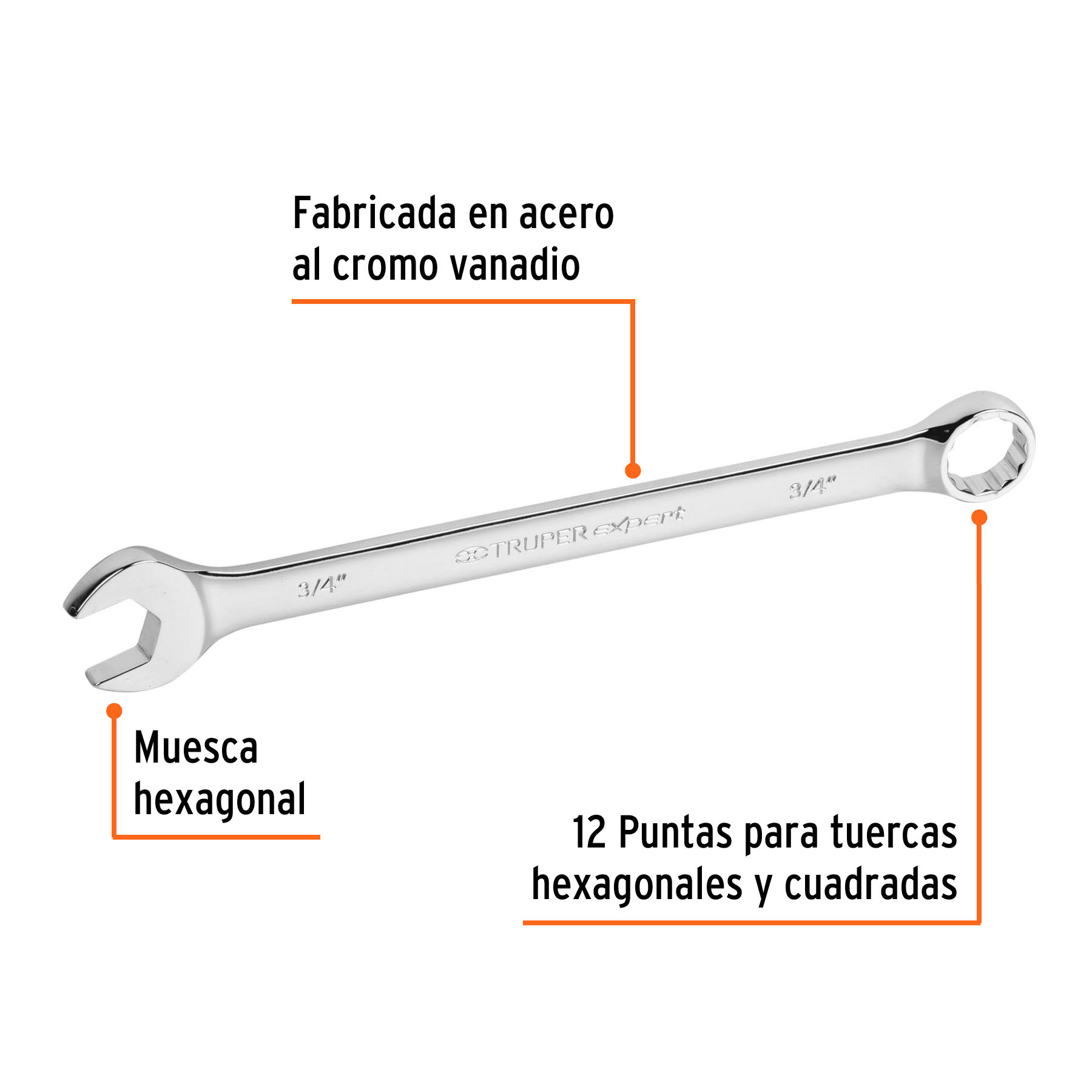 Llave combinada, extralarga, 3/4' x 279 mm - LL-1224 / 15598
