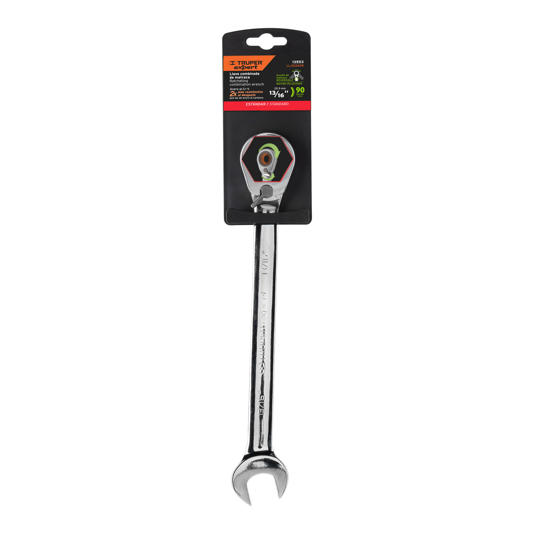 Llave combinada matraca, reversible, 13/16' x 288mm, Truper - LL-2026XR / 13553